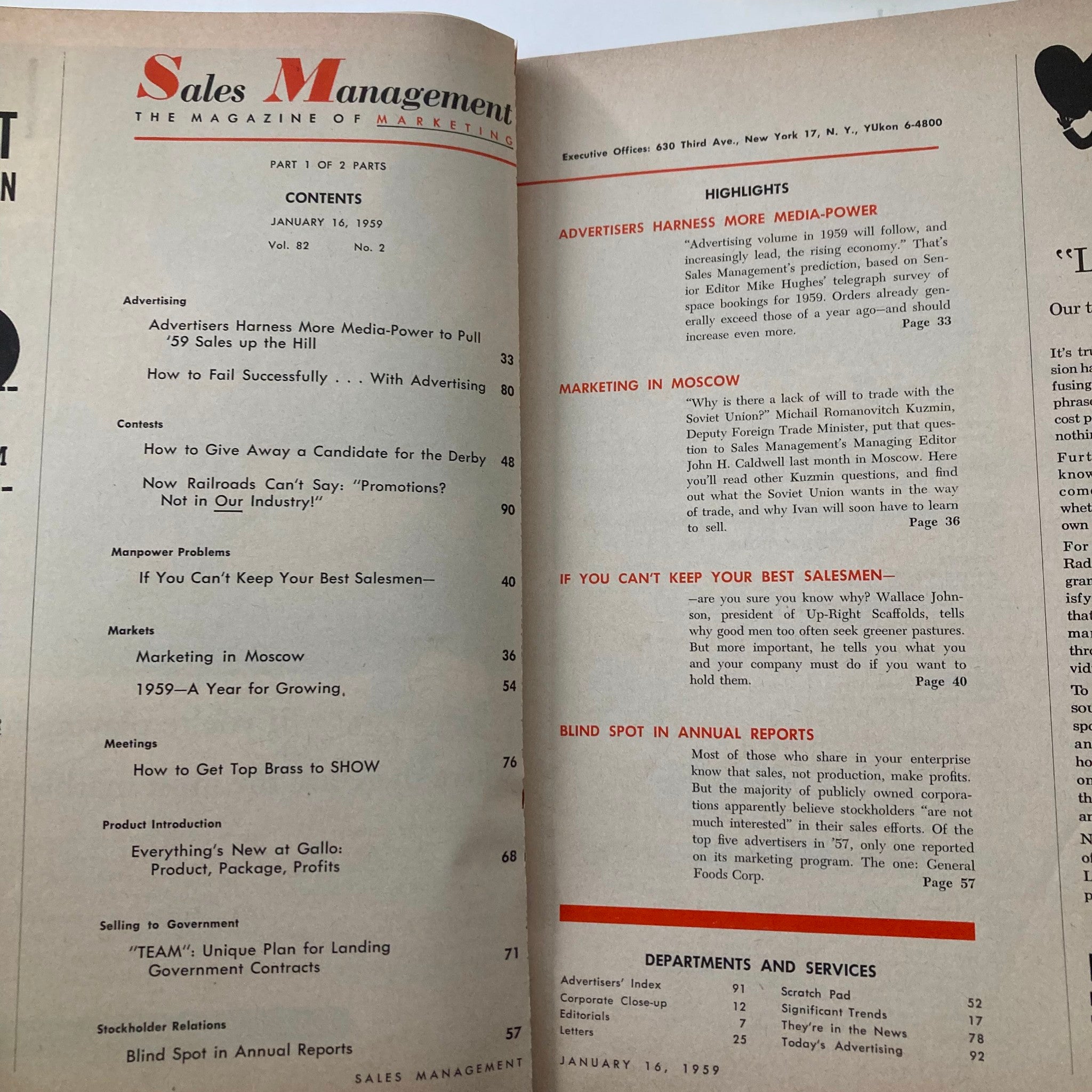 Sales Management Magazine January 16 1959 The Marketing in Moscow No Label