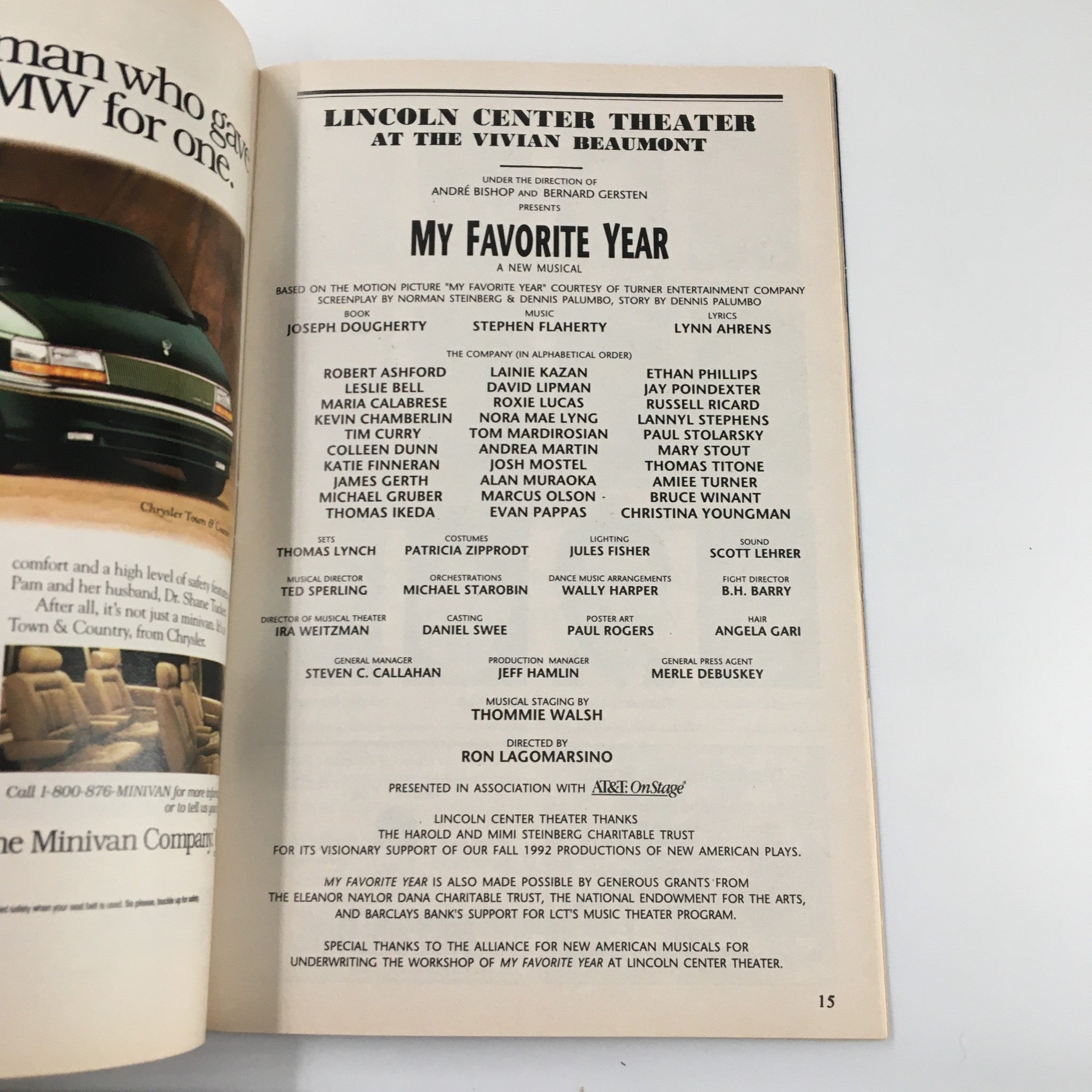 1992 Playbill Lincoln Center Theater My Favorite Year by Ron Lagomarsino