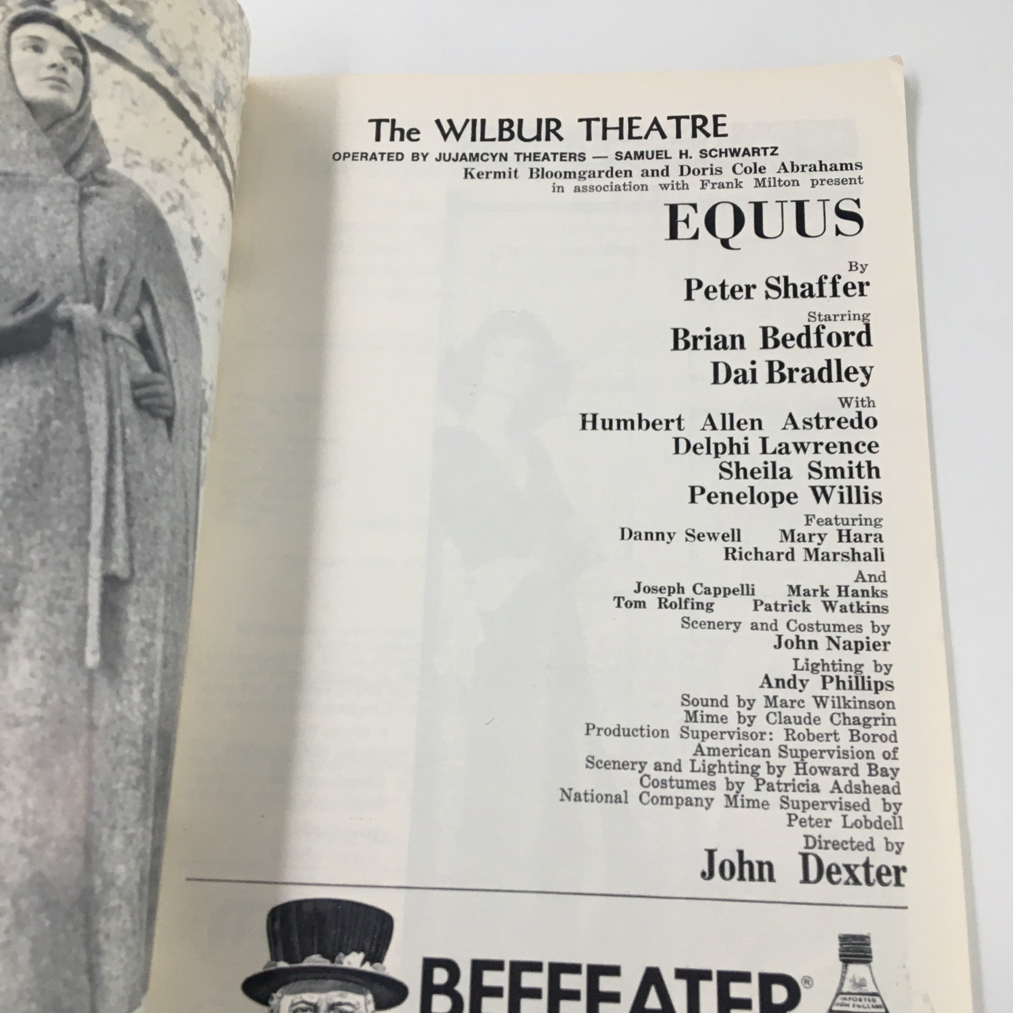 1975 Playbill The Wilbur Theatre Brian Bedford in Equus by Peter Shaffer