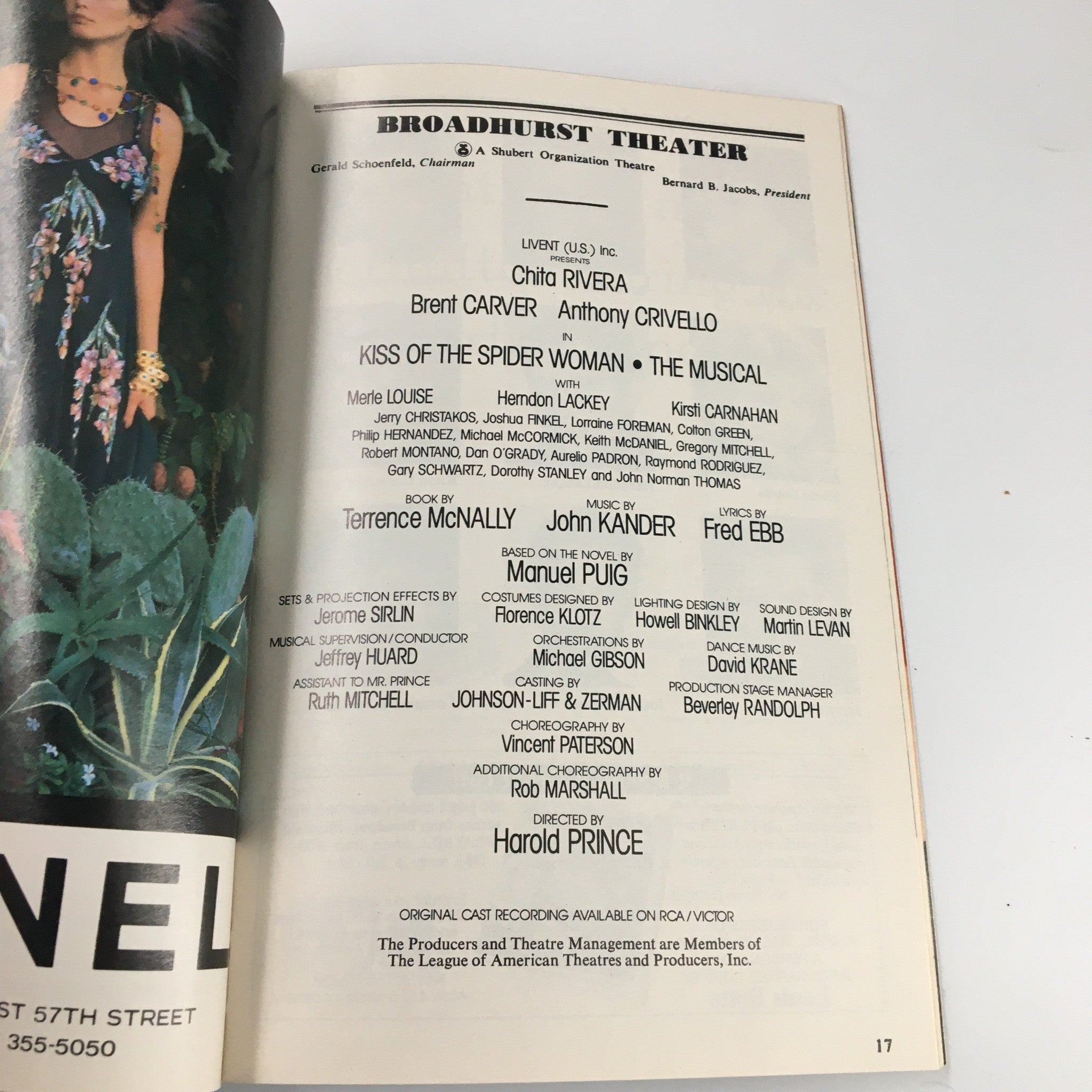 1992 Playbill Broadhurst Theater Anthony Crivello in Kiss of the Spider Woman