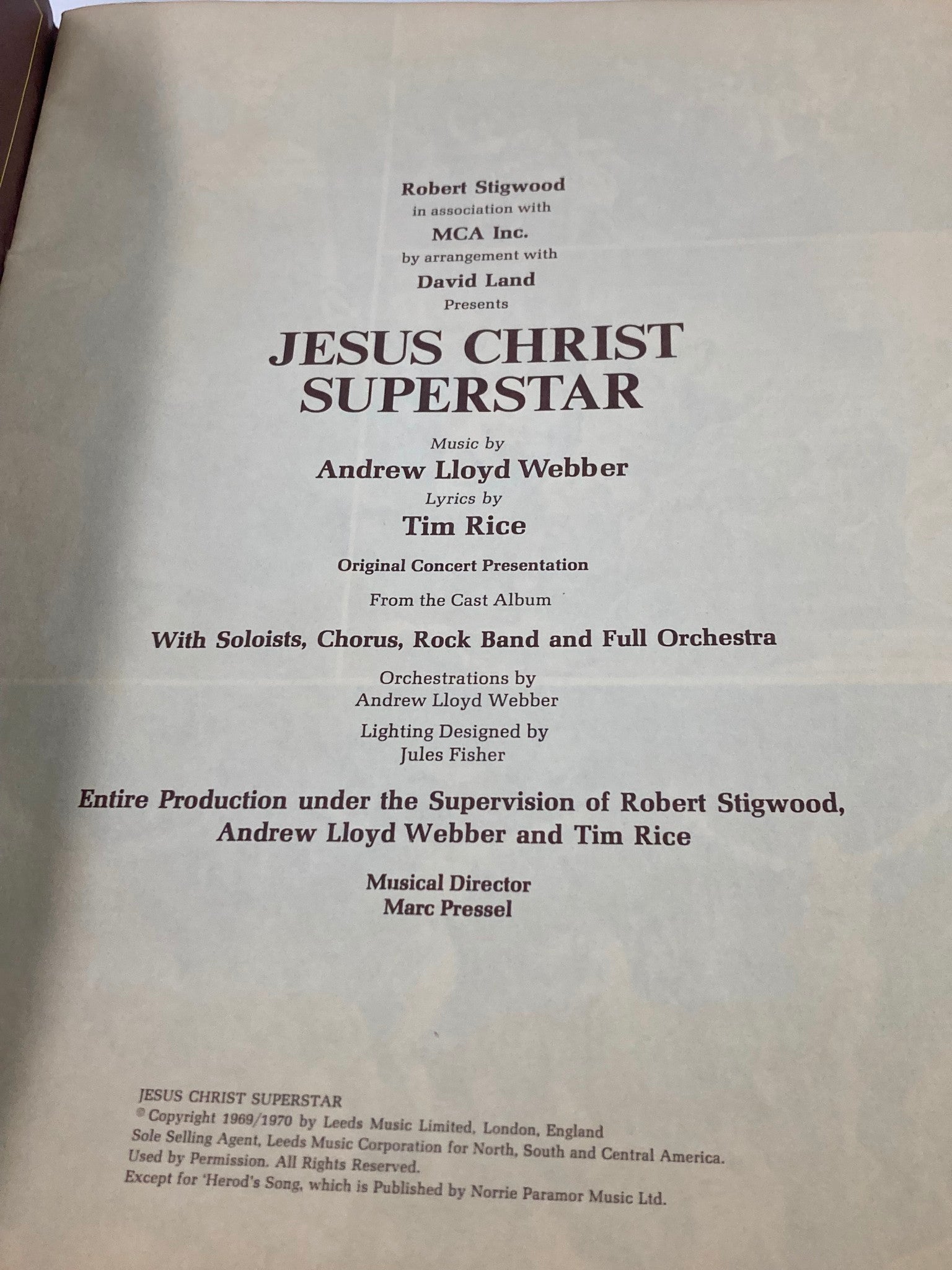 1970 Jesus Christ Superstar Souvenir Program and Libretto