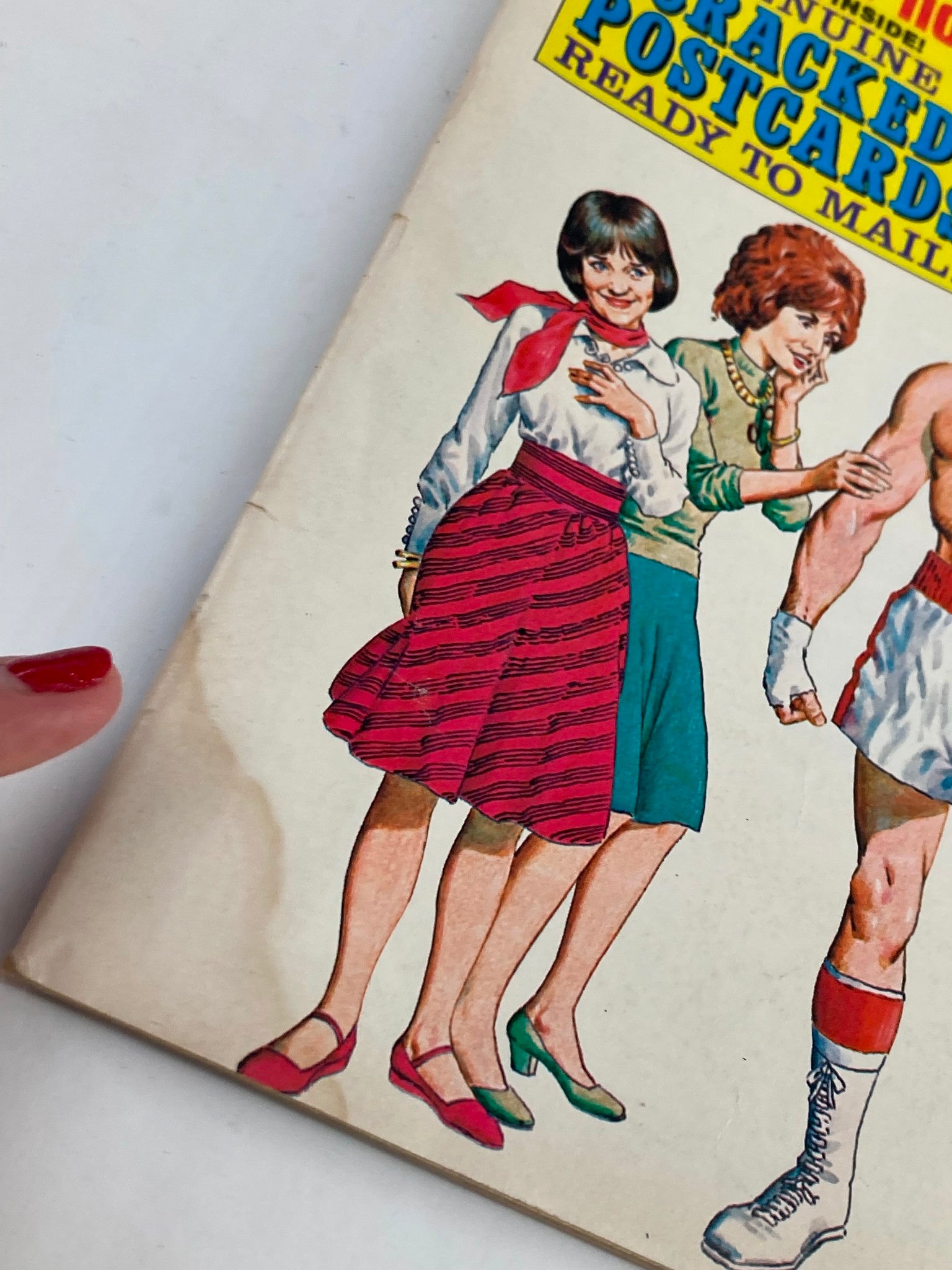 Close-up of the character illustrations on the cover of the VTG Cracked Humor Magazine October 1977 showcasing vibrant colors and the iconic style of the era.