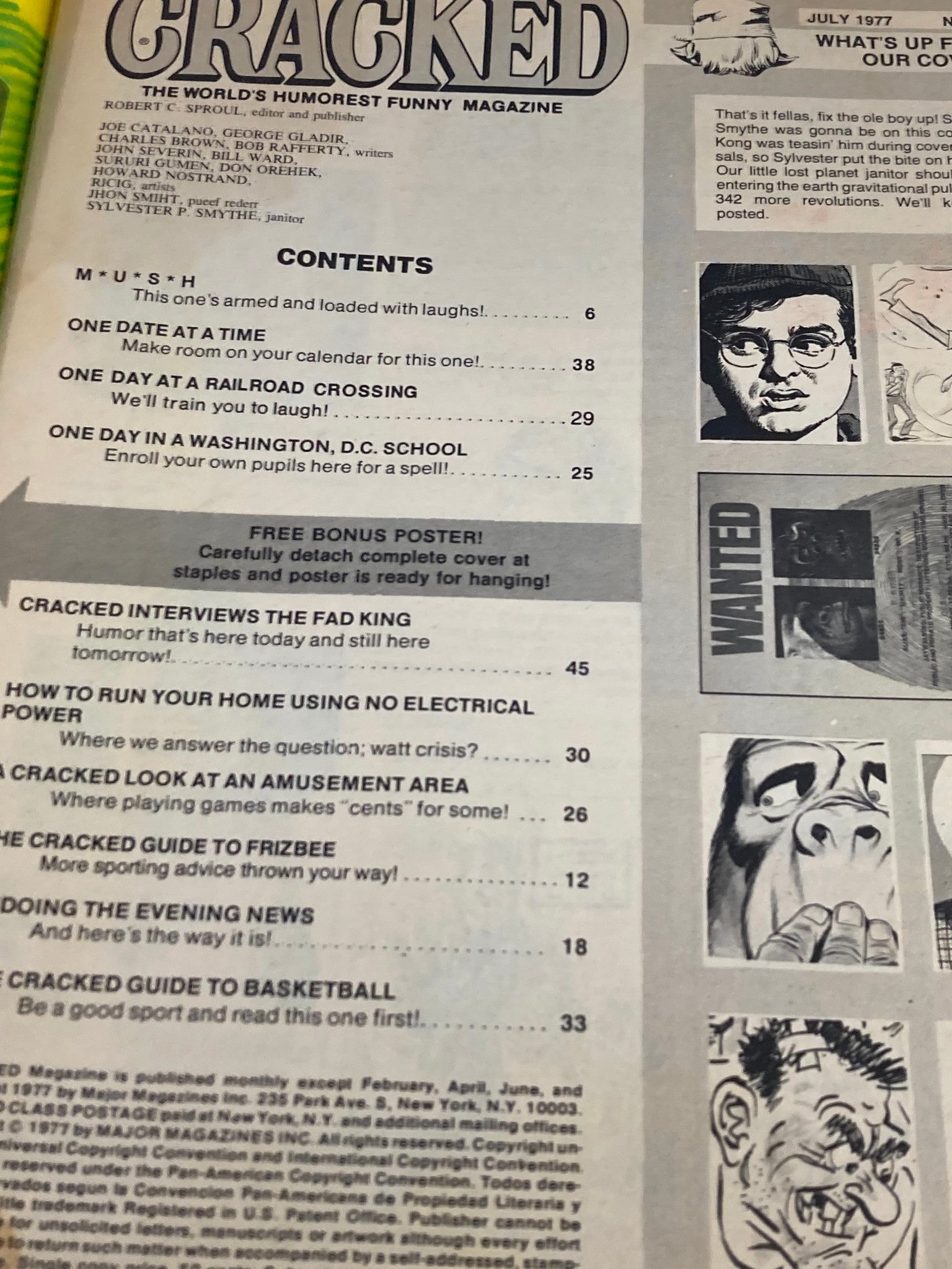 VTG Cracked Humor Magazine July 1977 Band-Aide Brand Plastic Strips No Label