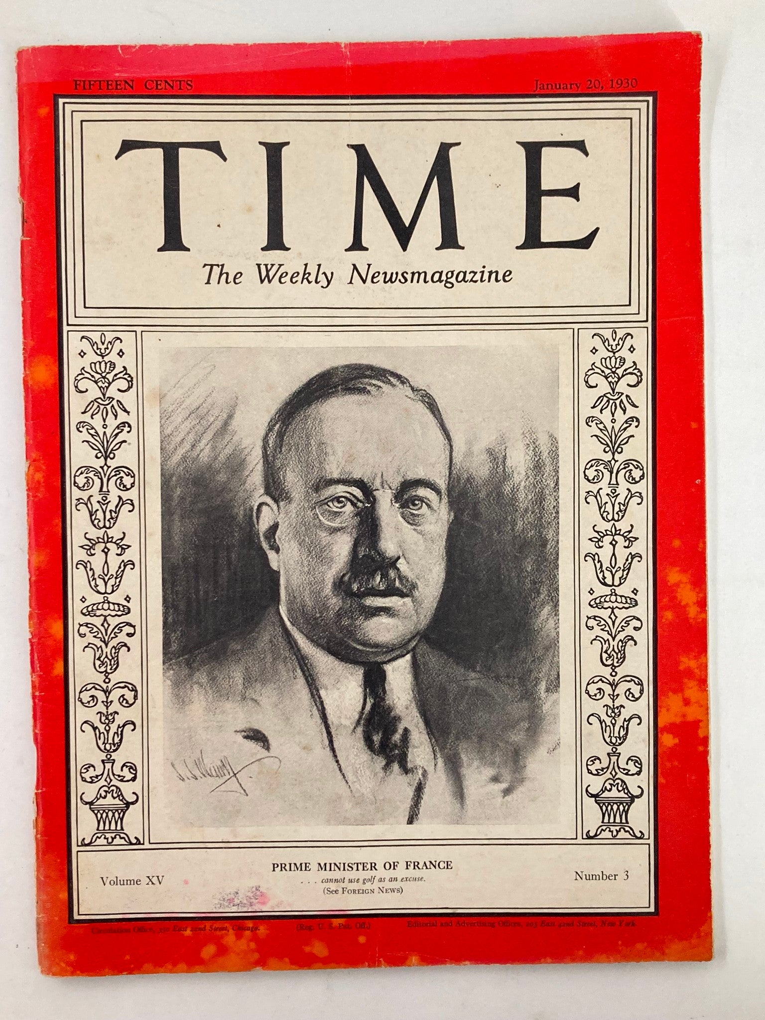 VTG Time Magazine January 20 1930 Vol 15 #3 Prime Minister Édouard Daladier