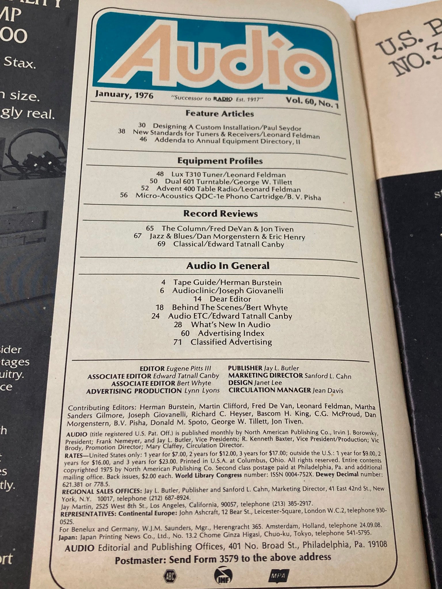 VTG Audio Magazine January 1976 Vol 60 #1 Designing A Custom Installation