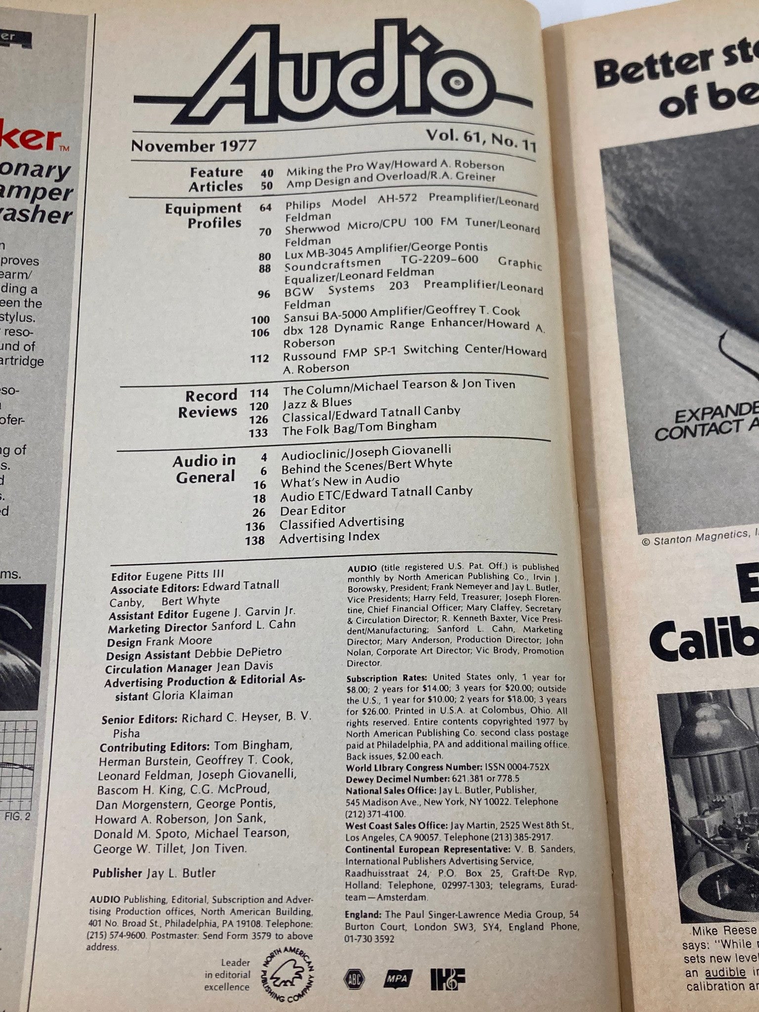 VTG Audio Magazine November 1977 Vol 61 #11 Greiner Amp Design and Overload
