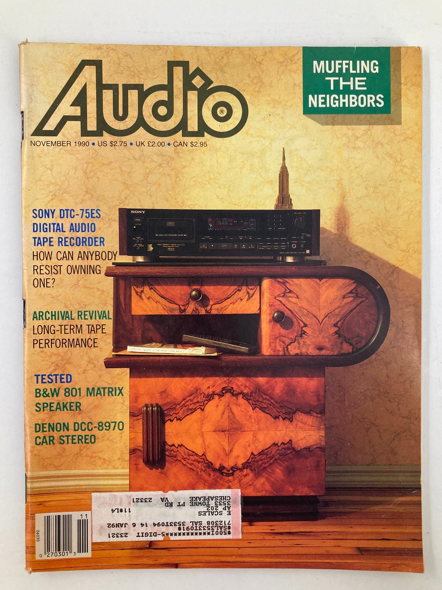 VTG Audio Magazine November 1990 Vol 74 #11 Sony DTC-75ES DAT Recorder