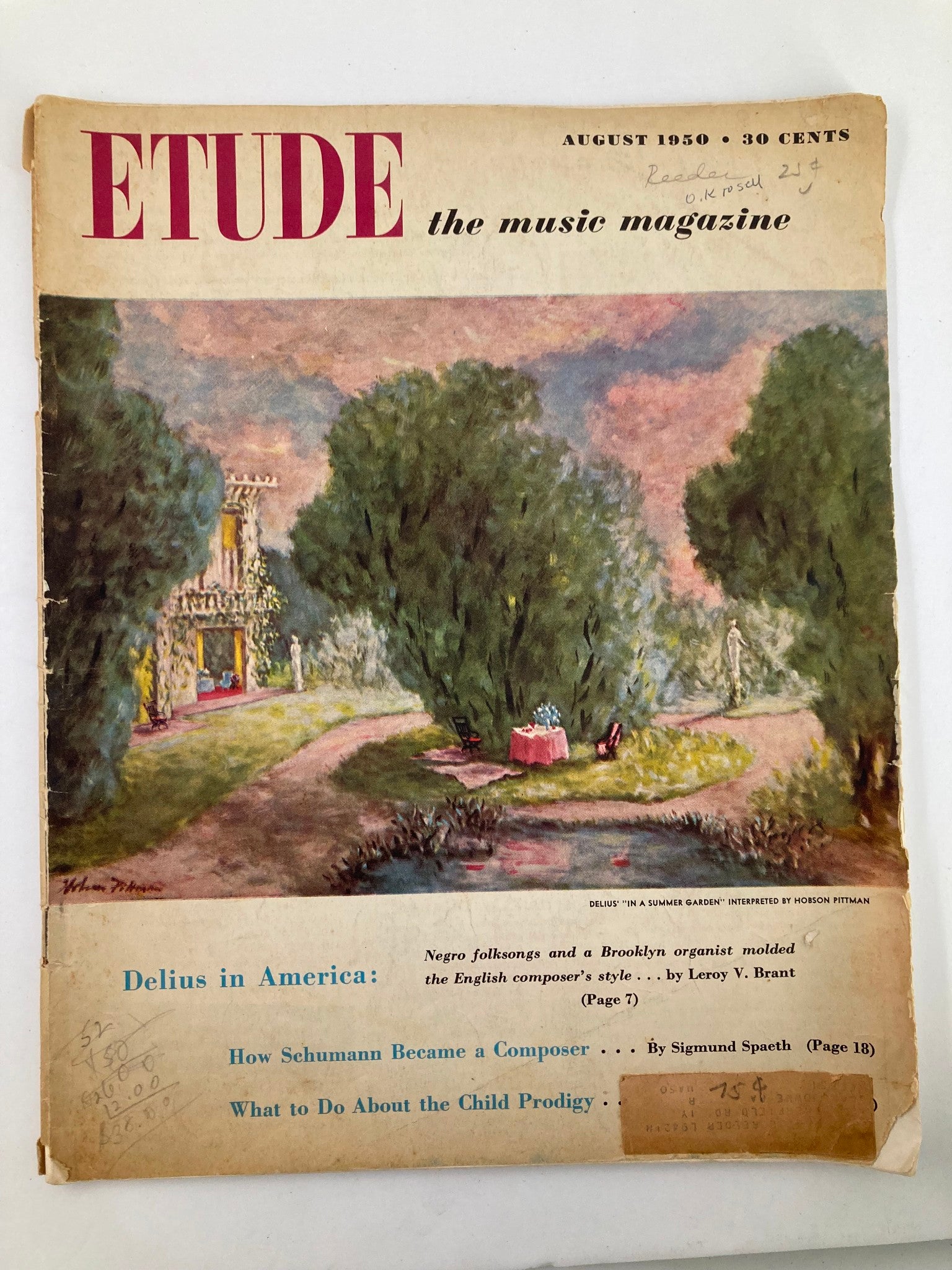 VTG Etude The Music Magazine August 1950 Delius 'In A Summer Garden'