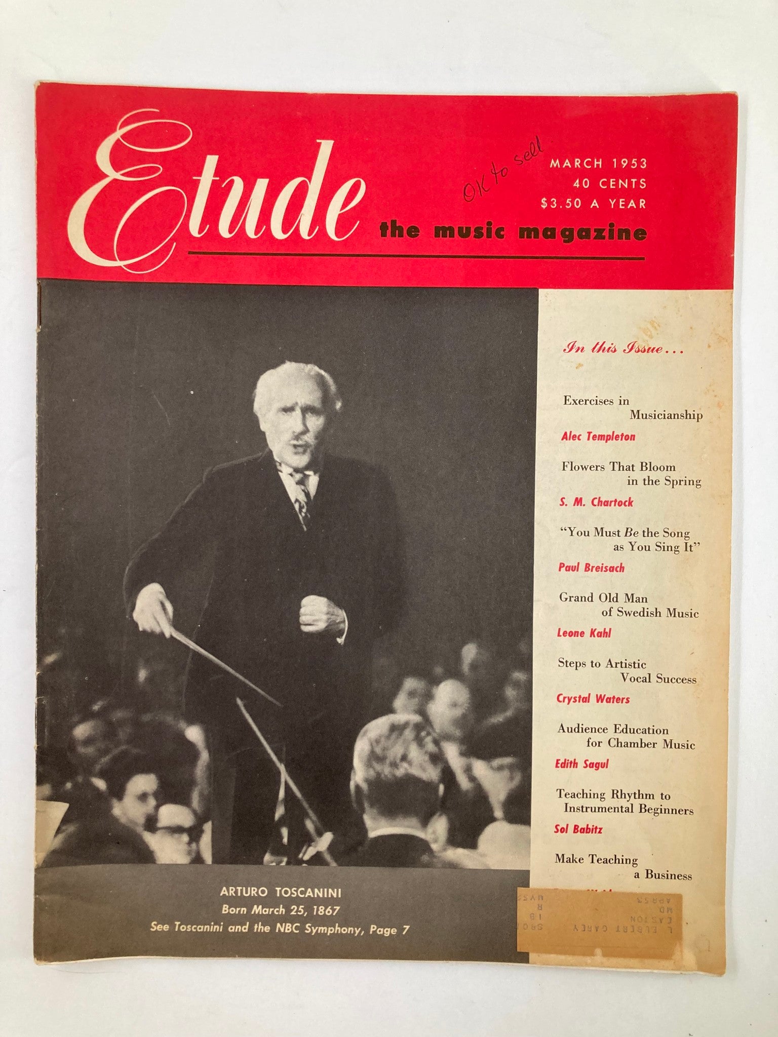 VTG Etude The Music Magazine March 1953 Vol 71 #3 In Search of Chopin