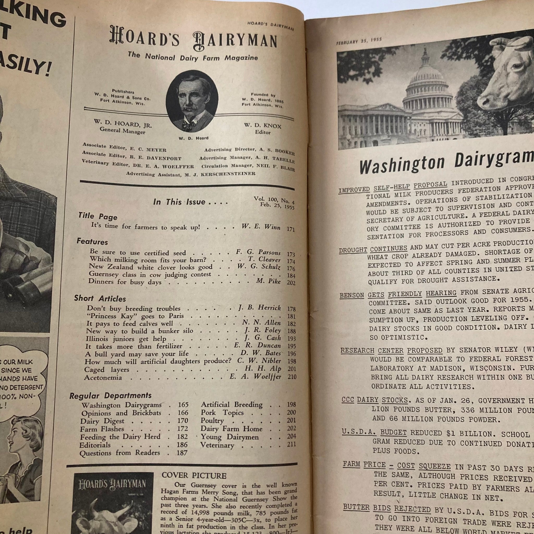 VTG Hoard's Dairyman Magazine February 25 1955 Vol 100 #4 Dinners for Busy Days