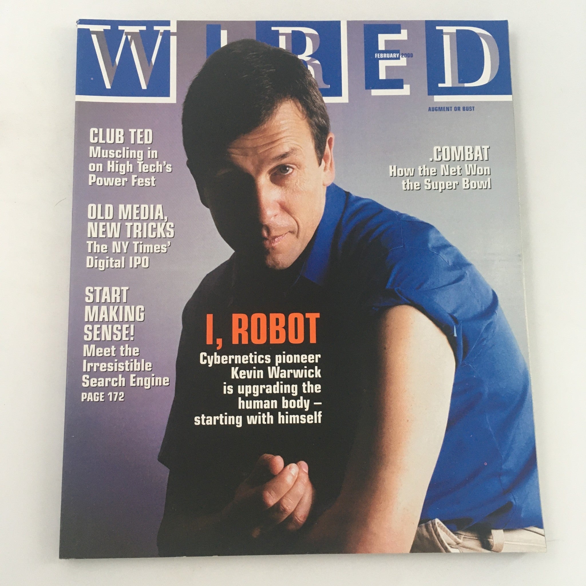 Wired Magazine February 2000 Cybernetics Pioneer Kevin Warwick, Newsstand