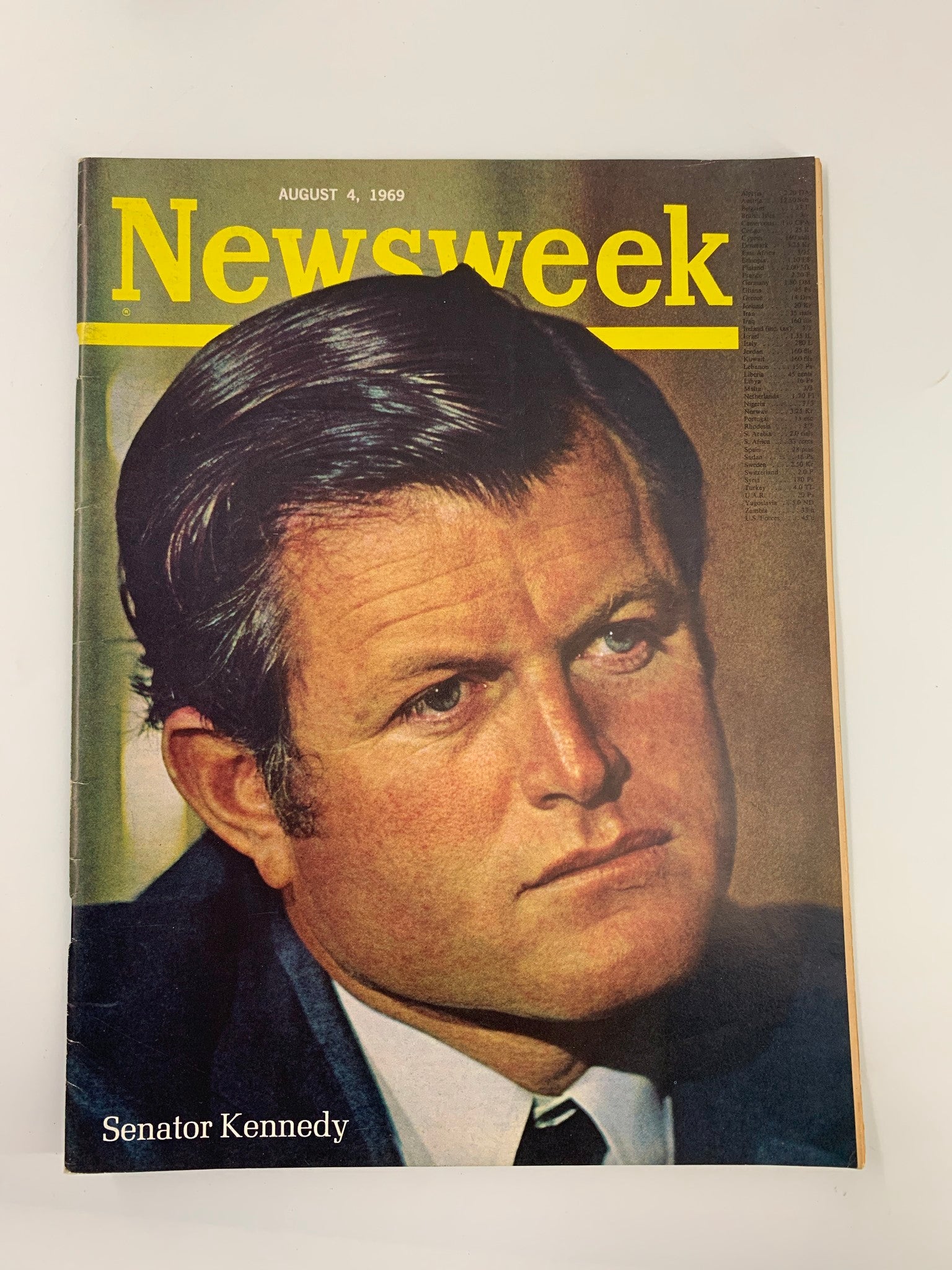 VTG Newsweek Magazine August 4 1969 Senator Edward Moore "Ted" Kennedy No Label