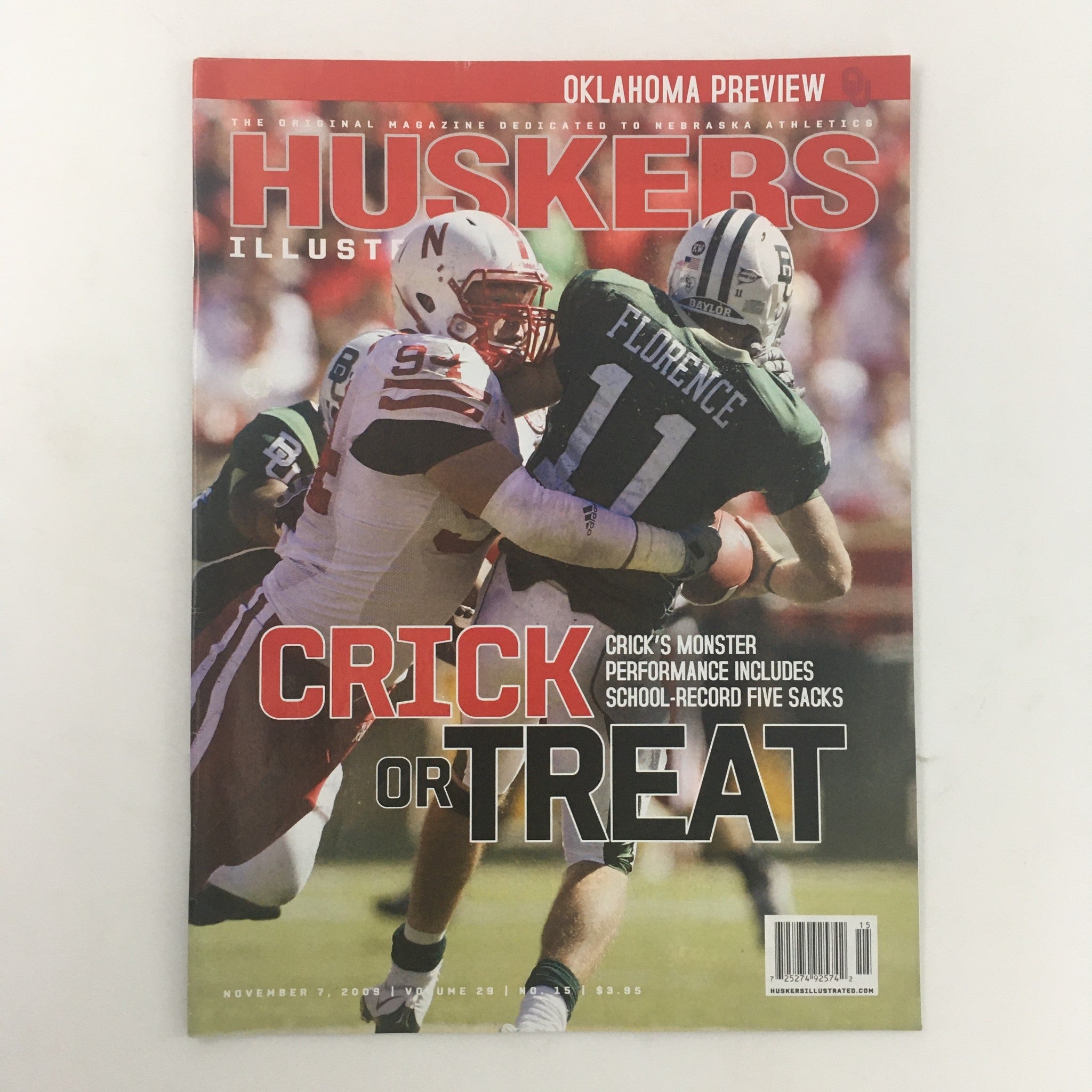 Huskers Illustrated November 7 2009 Vol 29 #15 Crick's Monster Performance