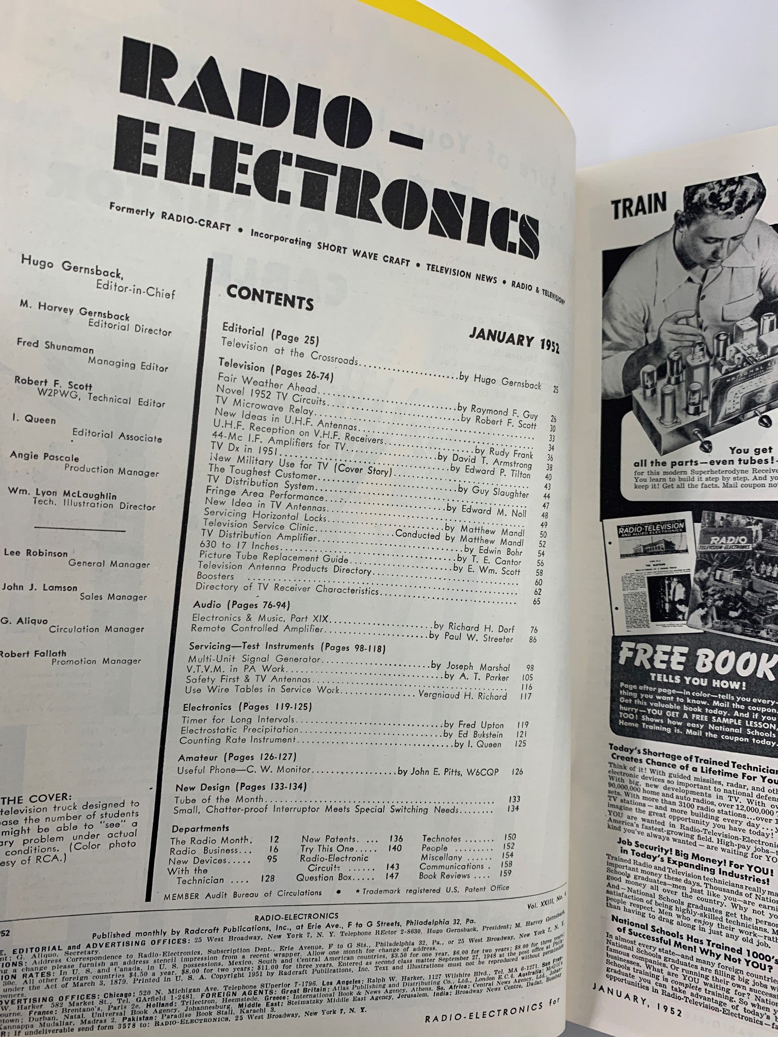 VTG Radio-Electronics Magazine January 1952 New Military Use for TV No Label