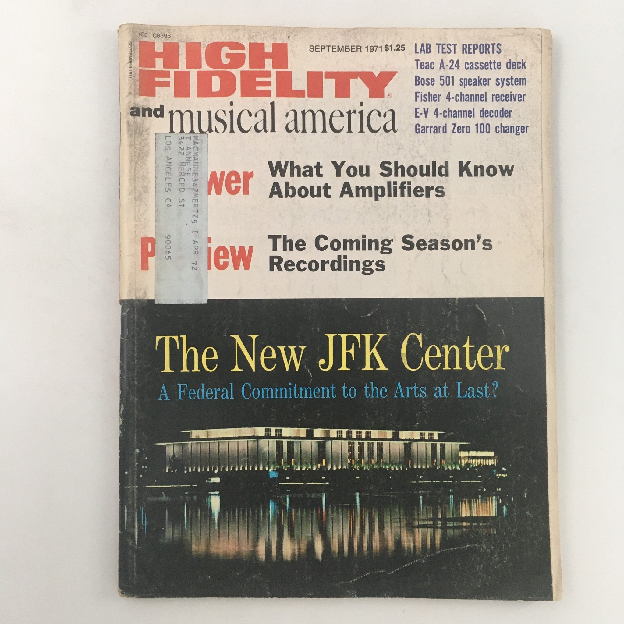 VTG High Fidelity Magazine September 1971 The New John F. Kennedy Center