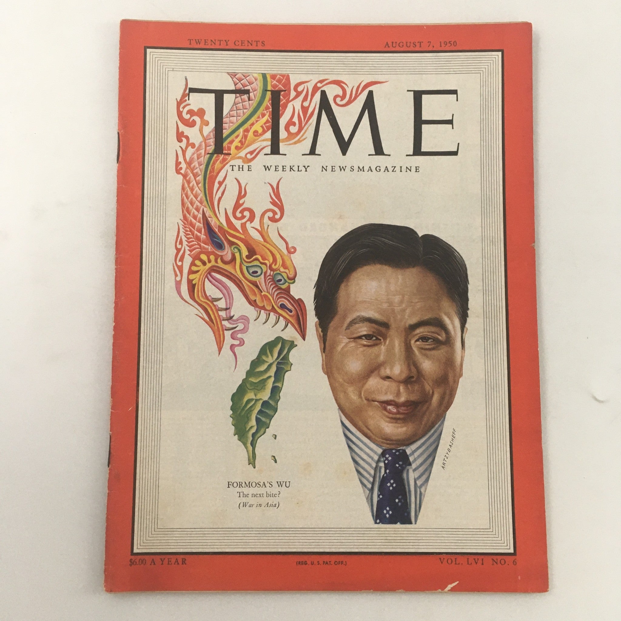 VTG Time Magazine August 7 1950 Formosa's Wu Kuo Cheng of China, Newsstand