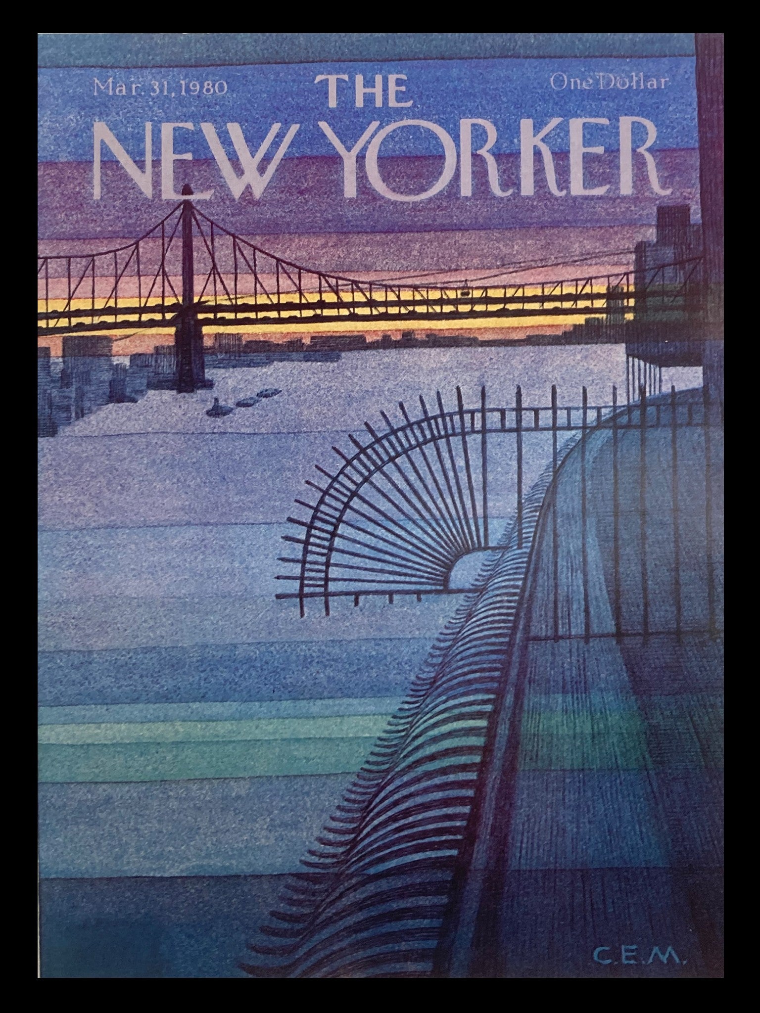 COVER ONLY The New Yorker March 31 1980 The Bridge by Charles E. Martin