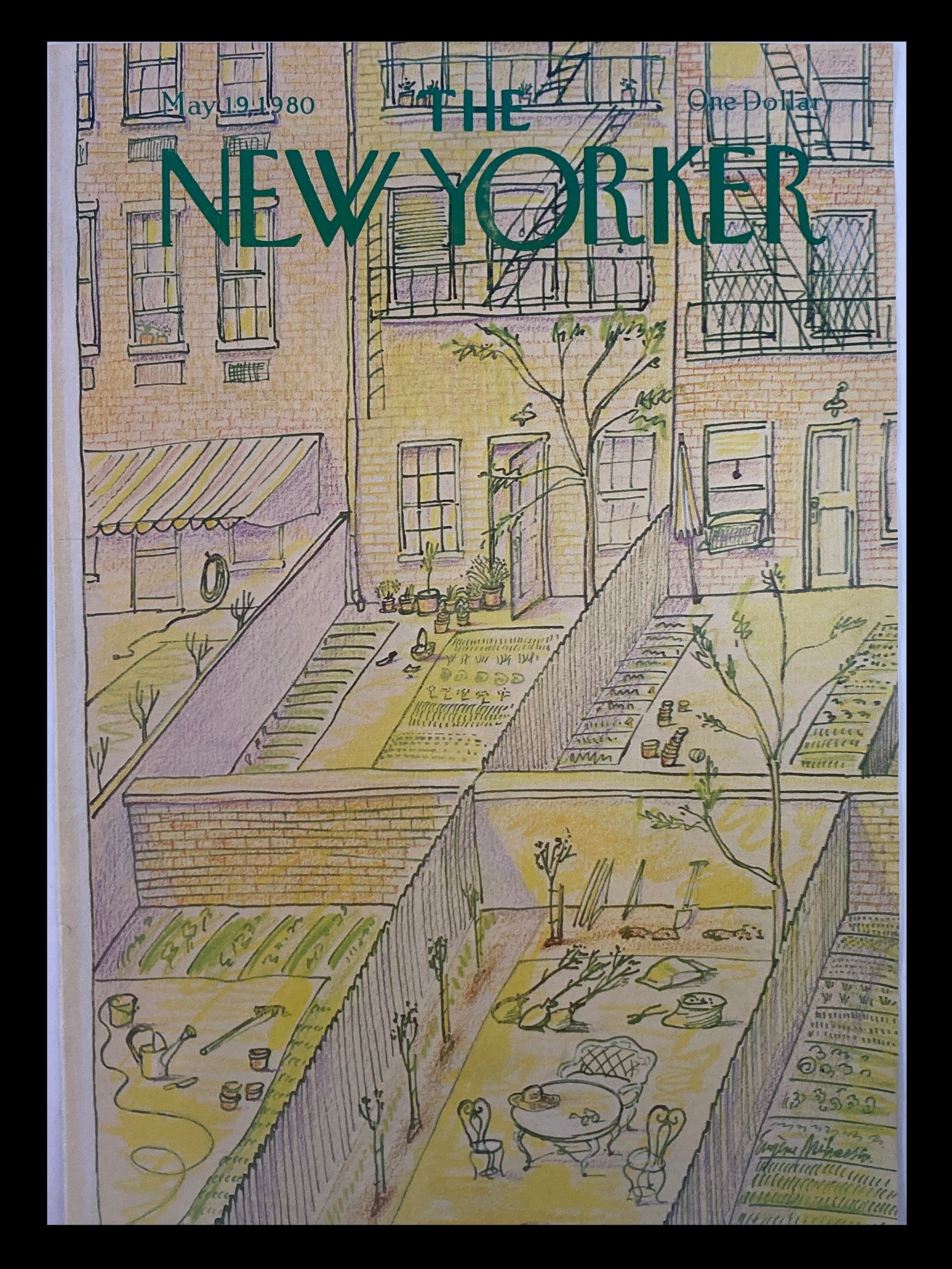 COVER ONLY The New Yorker May 19 1980 Backyard Gardening by Eugene Mihaesco