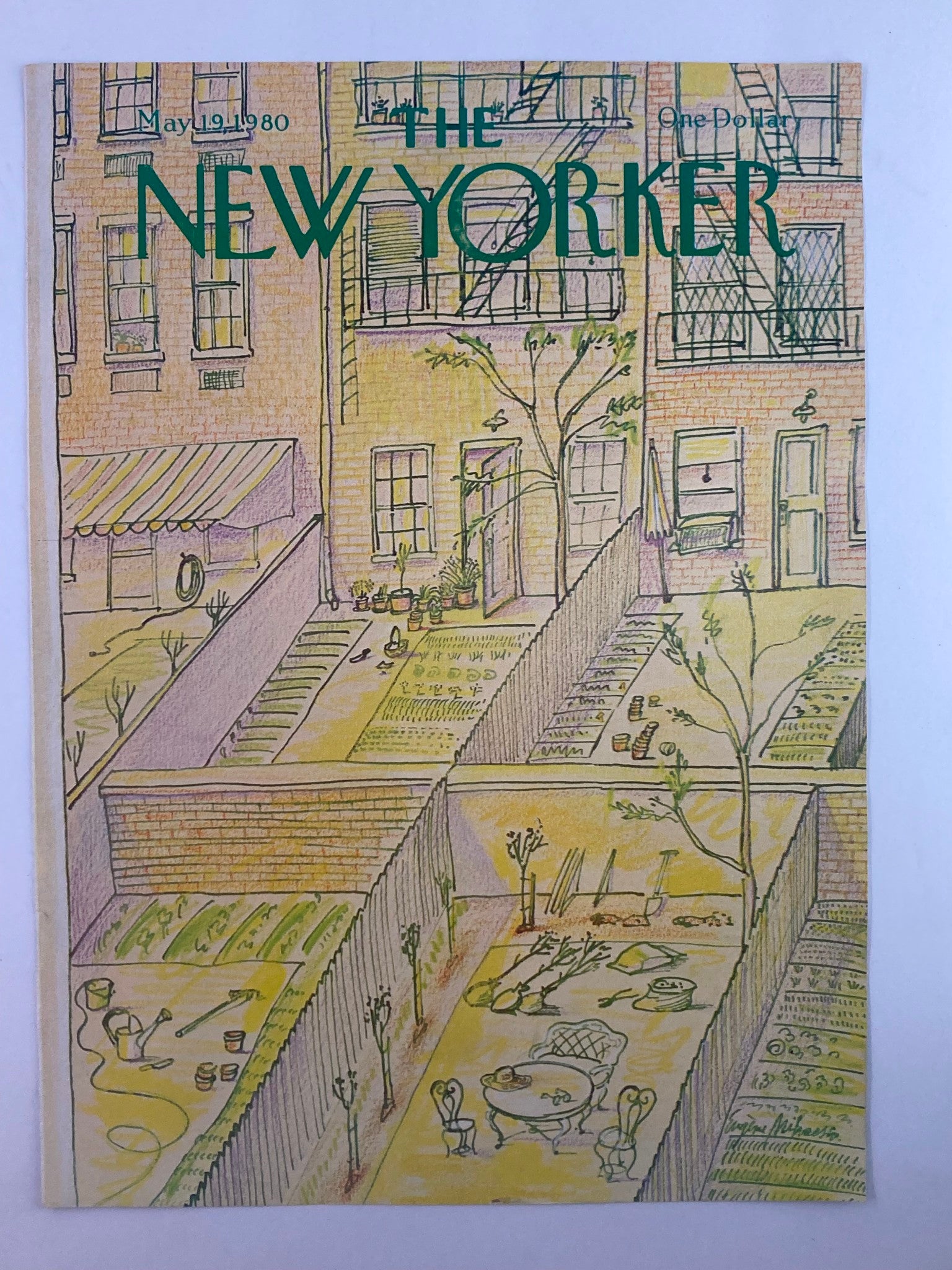 COVER ONLY The New Yorker May 19 1980 Backyard Gardening by Eugene Mihaesco