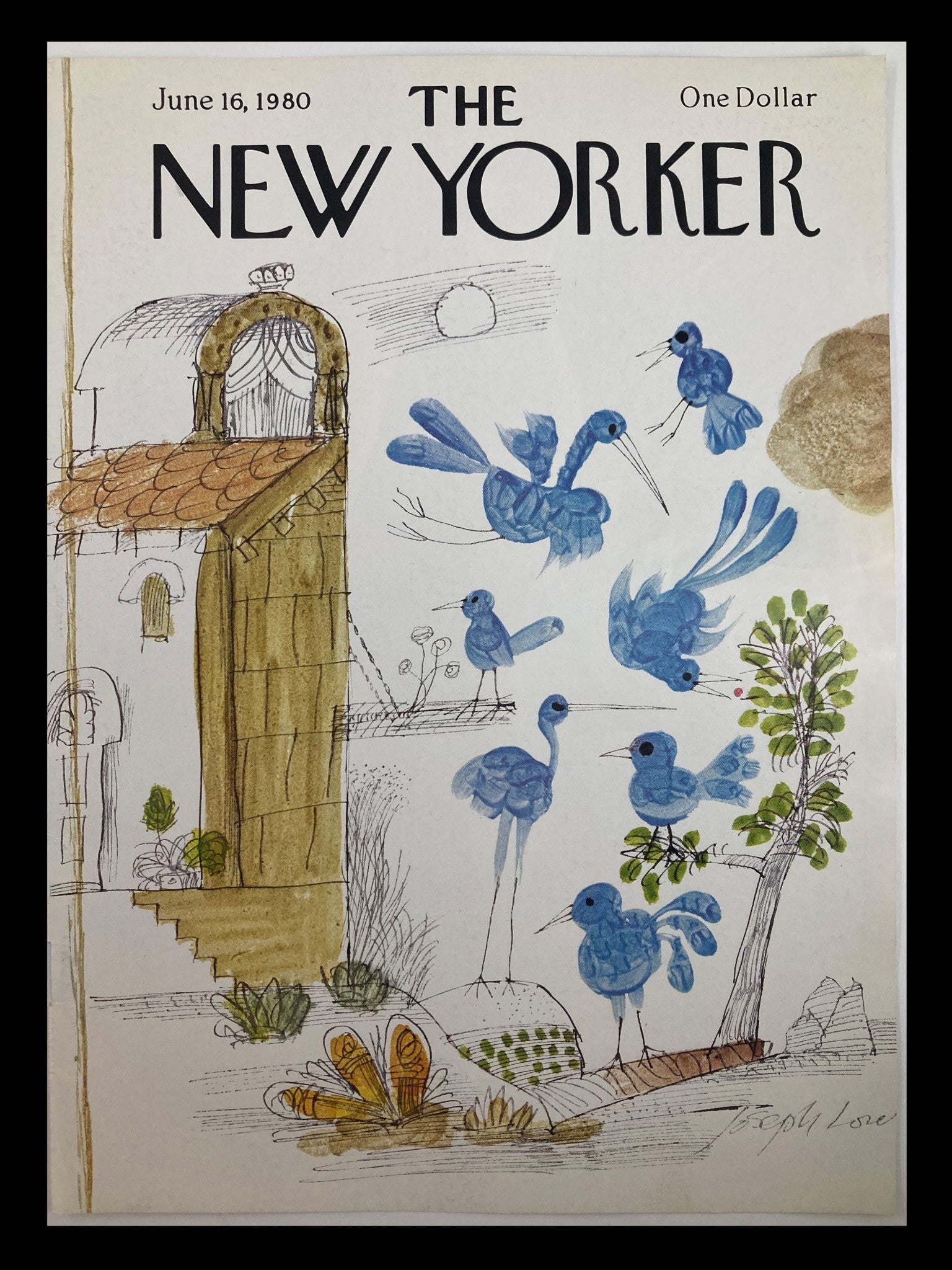 COVER ONLY The New Yorker June 16 1980 Blue Birds by Joseph Lowe No Label