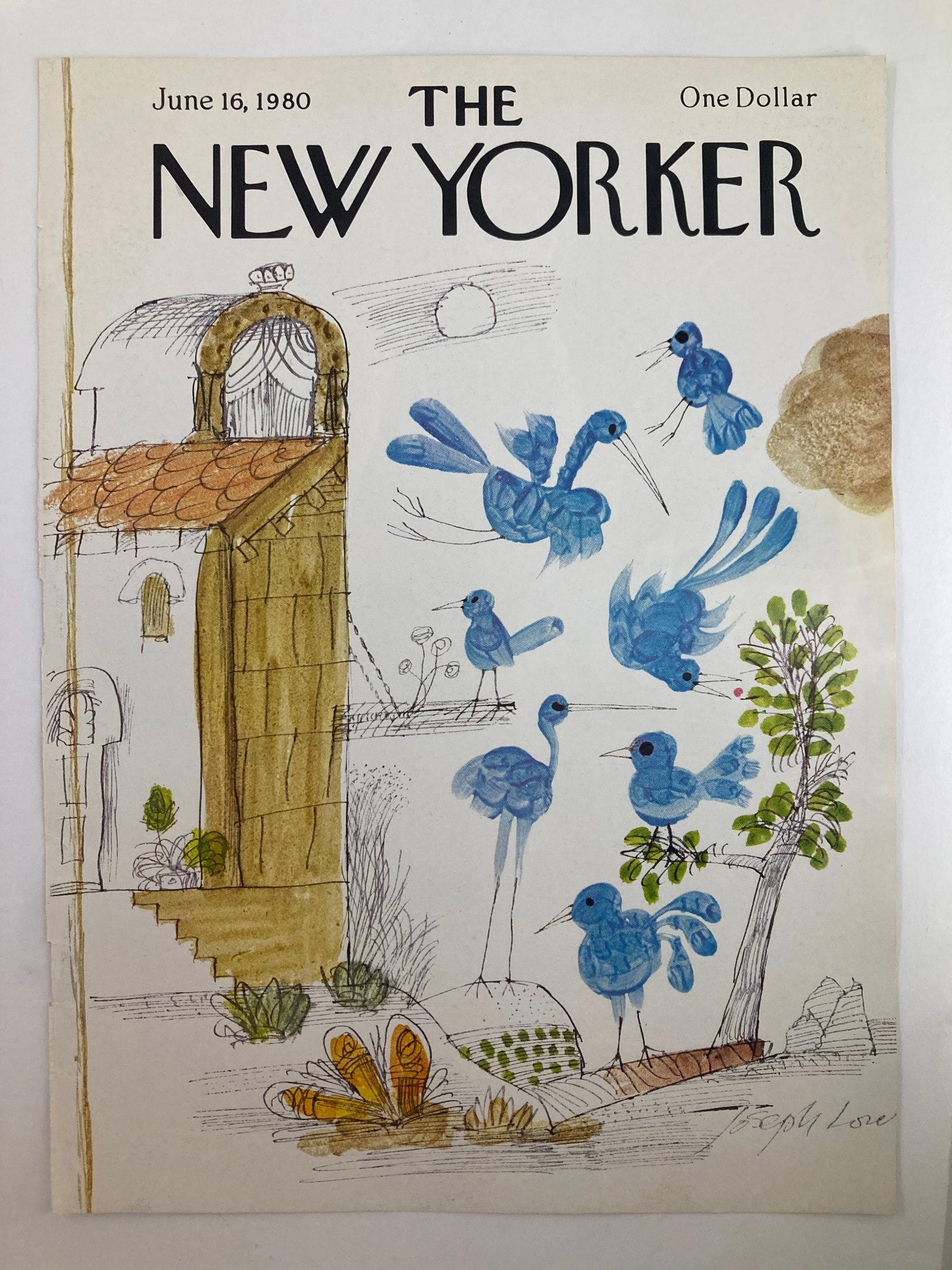 COVER ONLY The New Yorker June 16 1980 Blue Birds by Joseph Lowe No Label