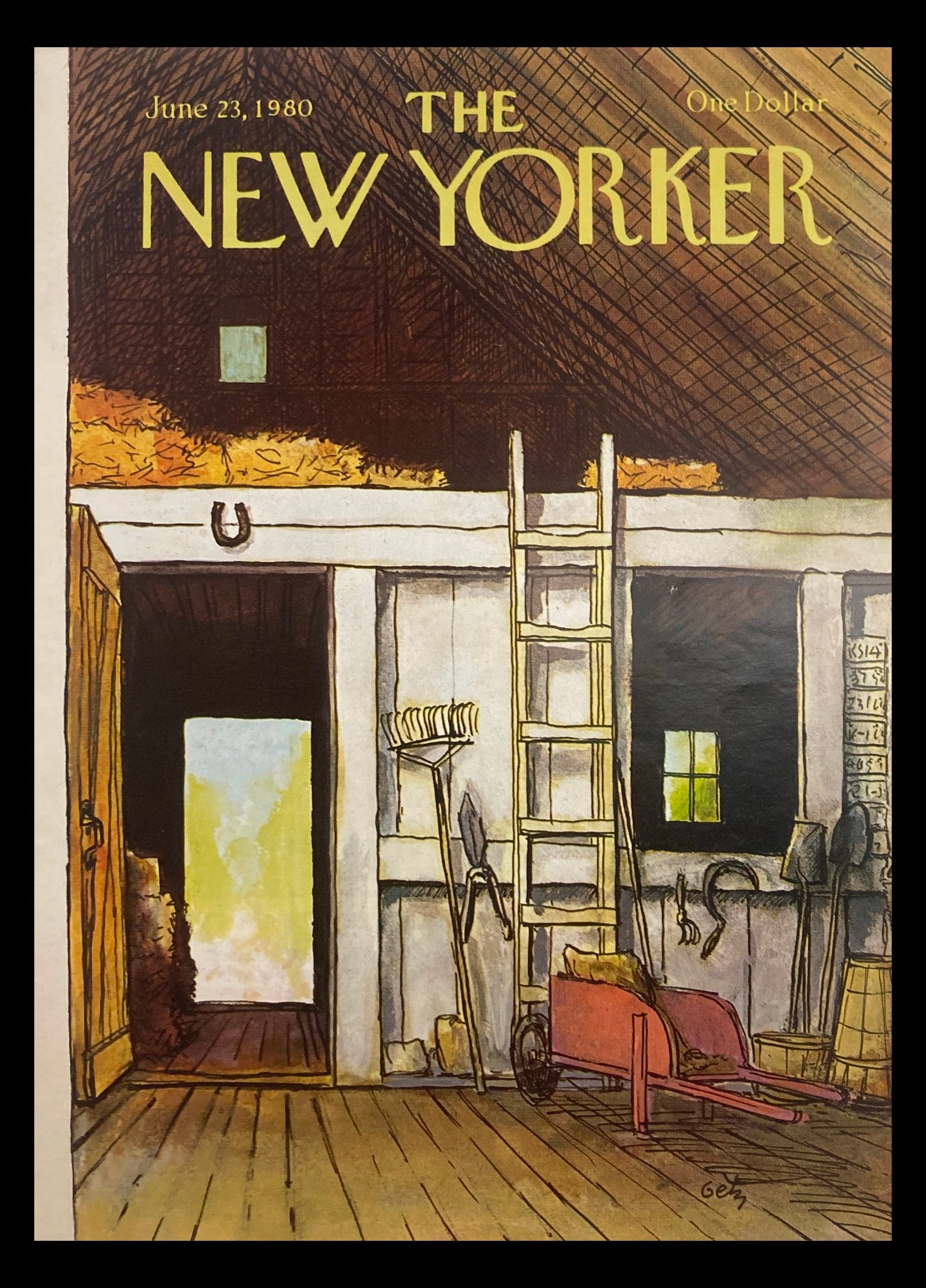 COVER ONLY The New Yorker June 23 1980 Horse Barn by Arthur Getz No Label