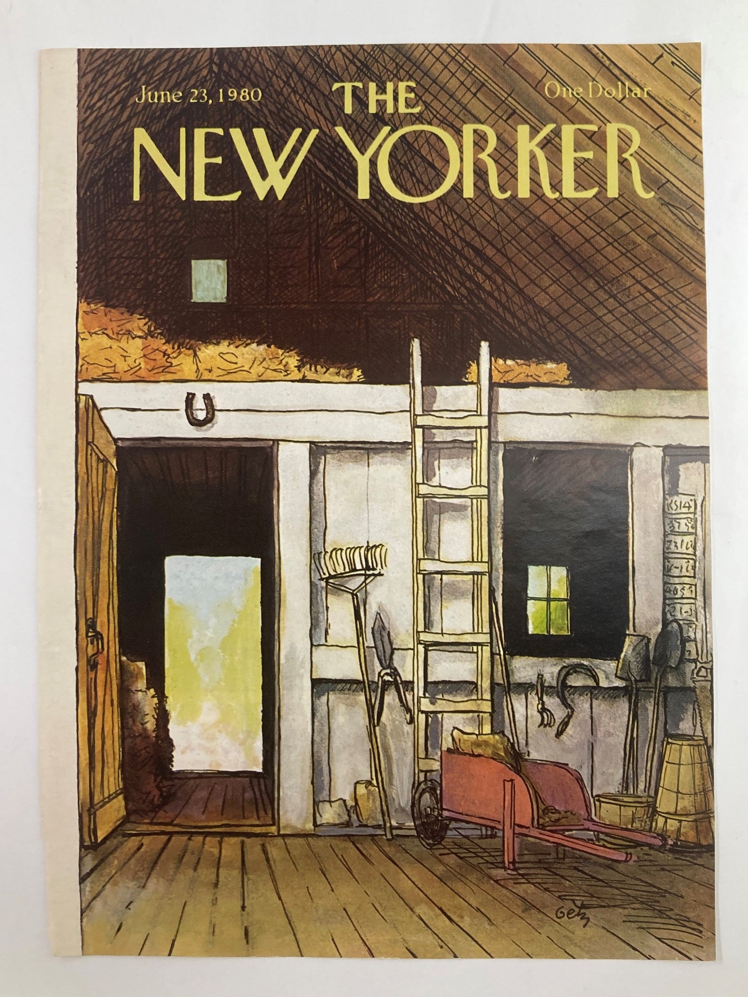 COVER ONLY The New Yorker June 23 1980 Horse Barn by Arthur Getz No Label