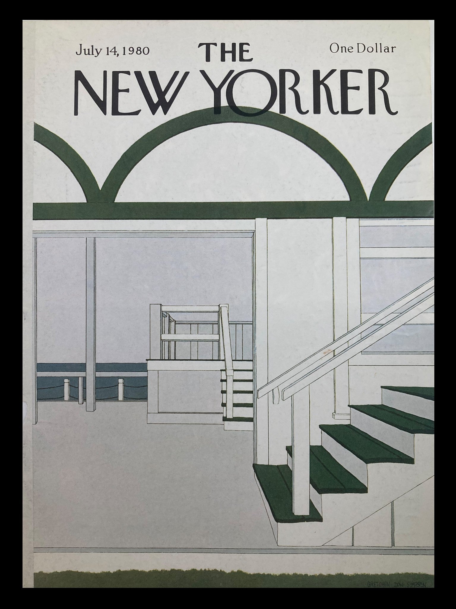 COVER ONLY The New Yorker July 14 1980 Green Stairs by Gretchen Dow Simpson