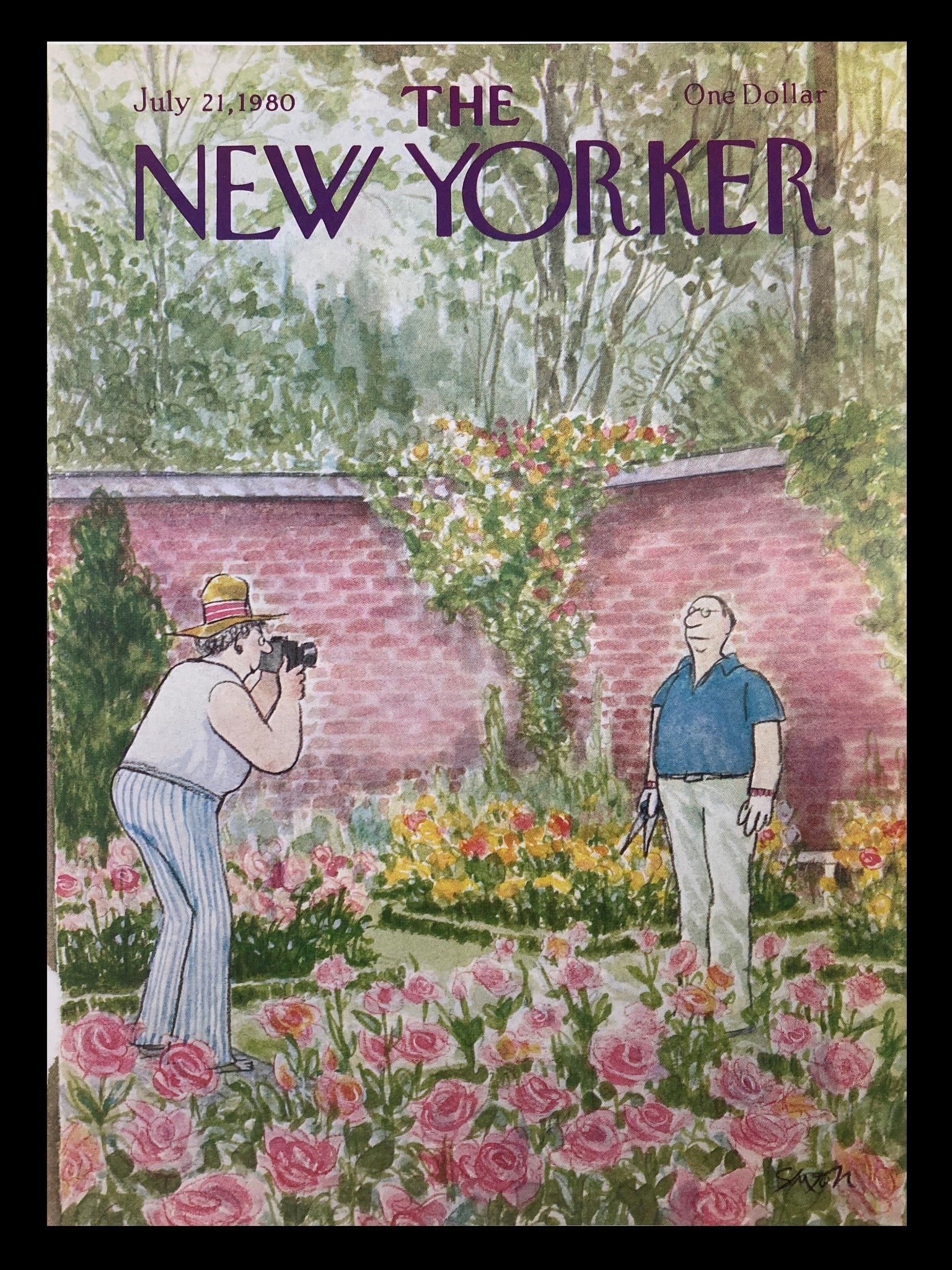 COVER ONLY The New Yorker July 21 1980 Flower's Blooming by Charles Saxon