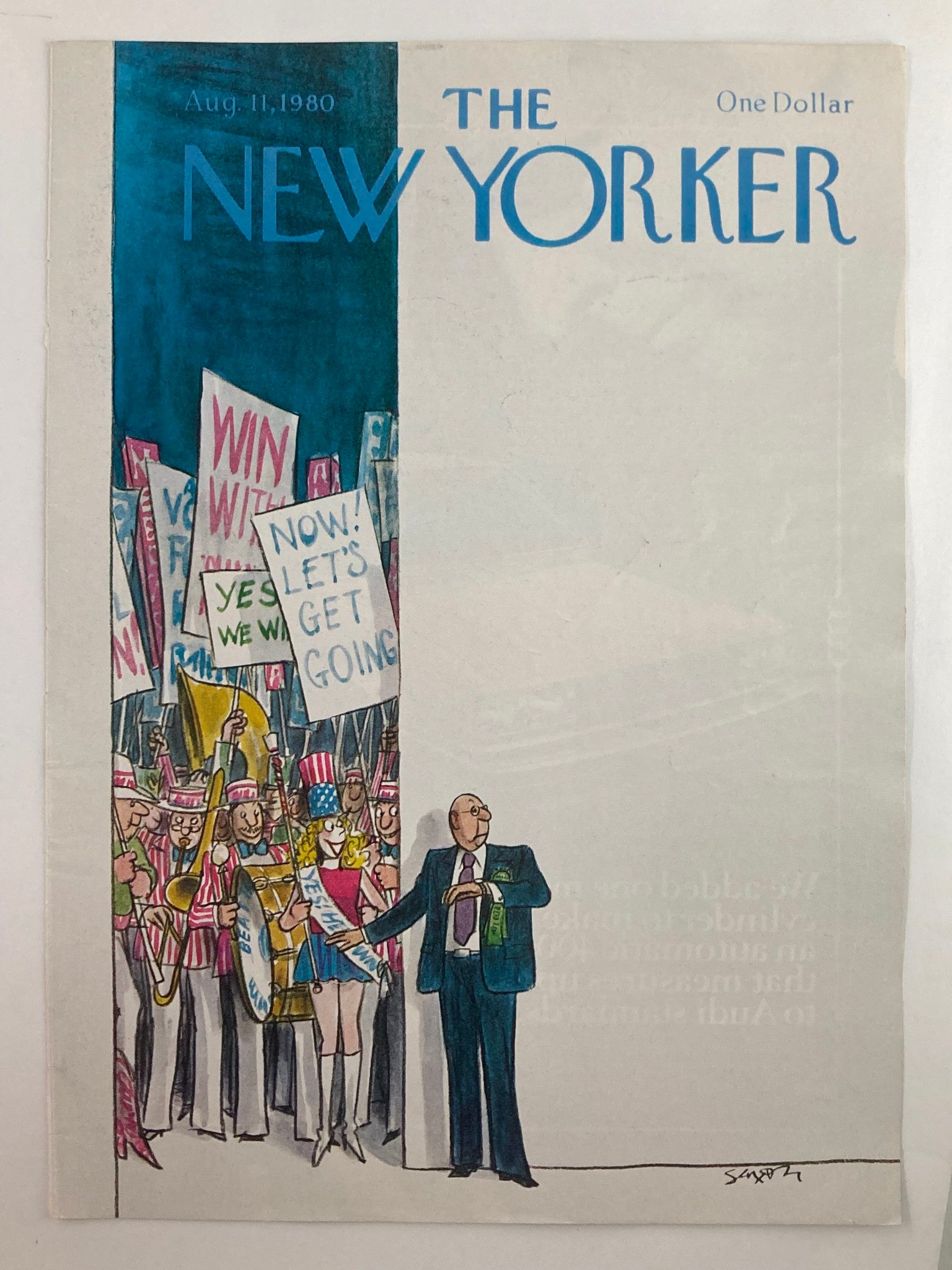 COVER ONLY The New Yorker August 11 1980 March of Bands by Charles Saxon