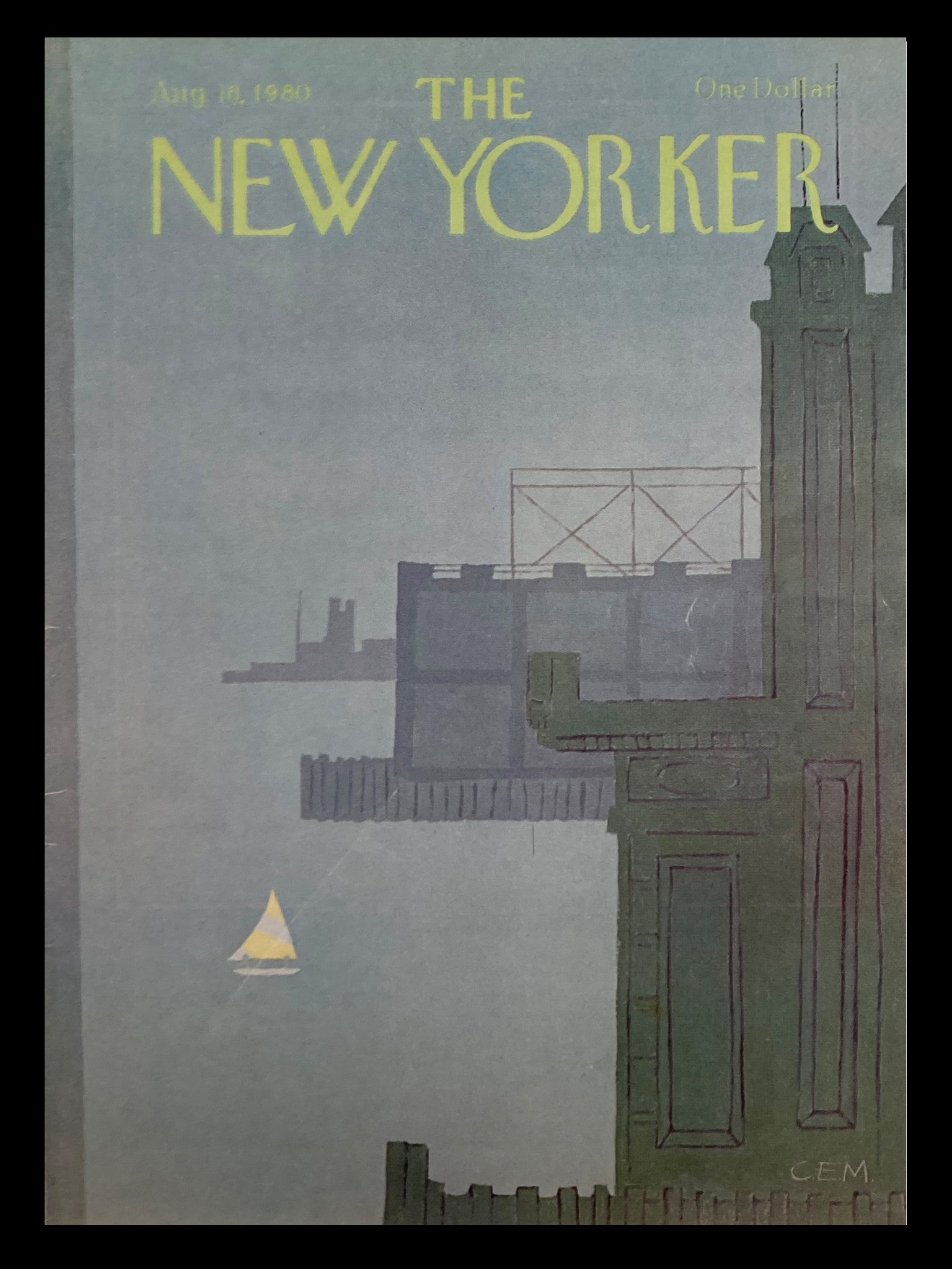 COVER ONLY The New Yorker August 18 1980 Sail Away by Charles E. Martin No Label