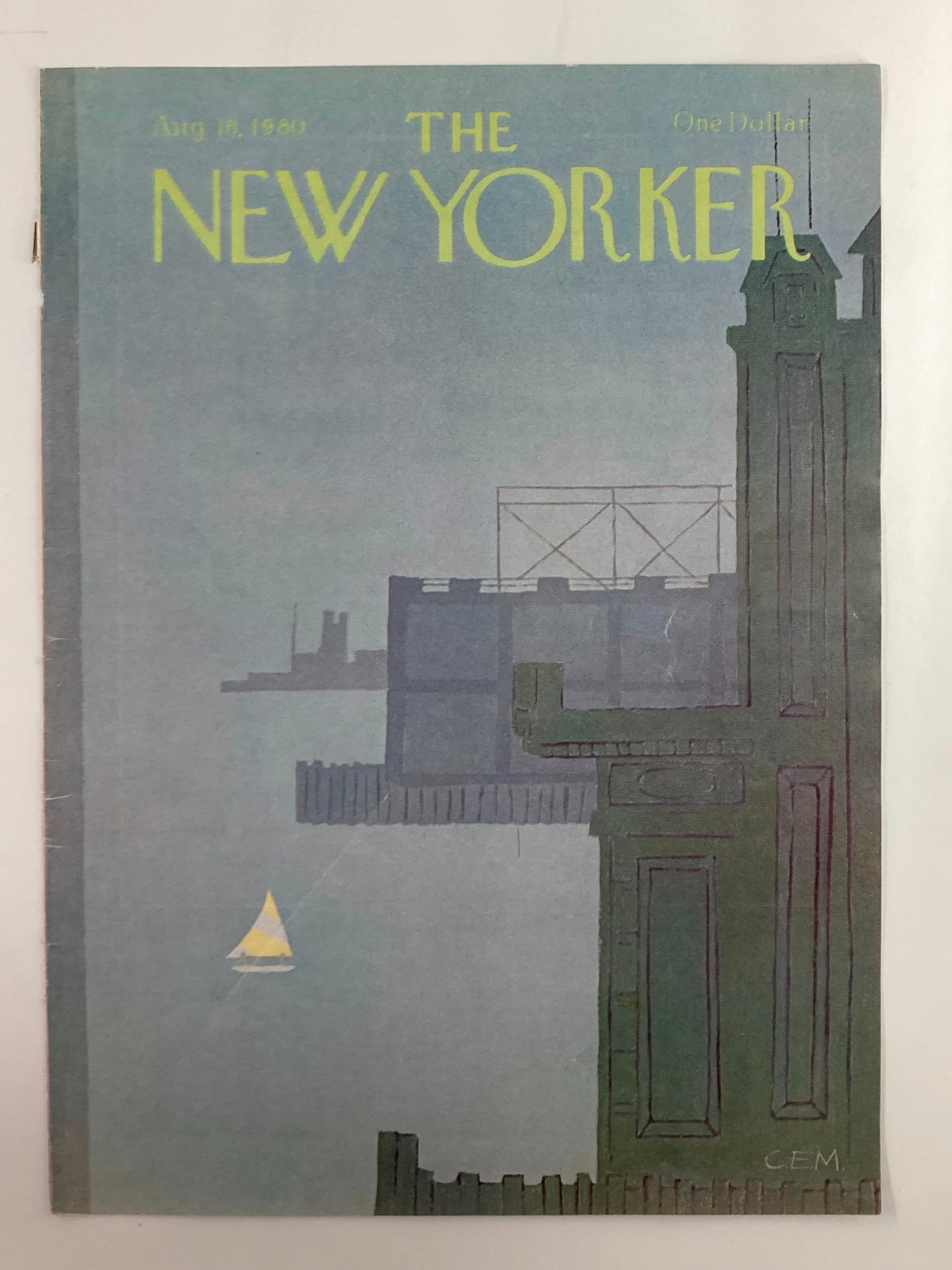 COVER ONLY The New Yorker August 18 1980 Sail Away by Charles E. Martin No Label