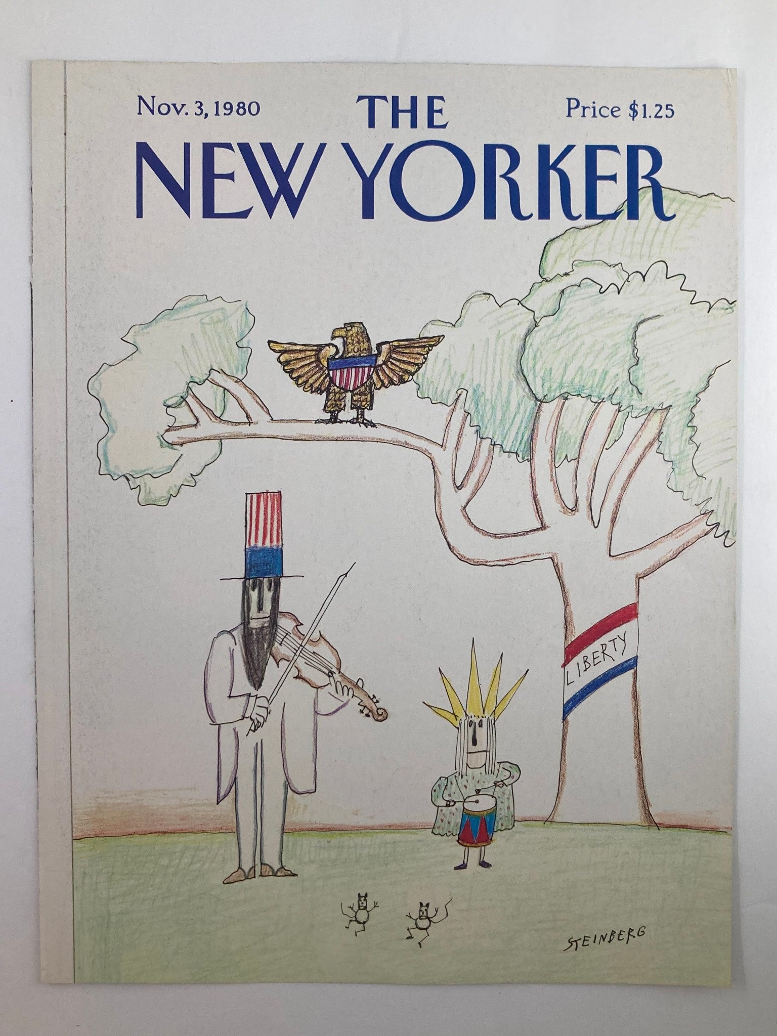 COVER ONLY The New Yorker November 3 1980 Uncle Sam & Liberty by Saul Steinberg