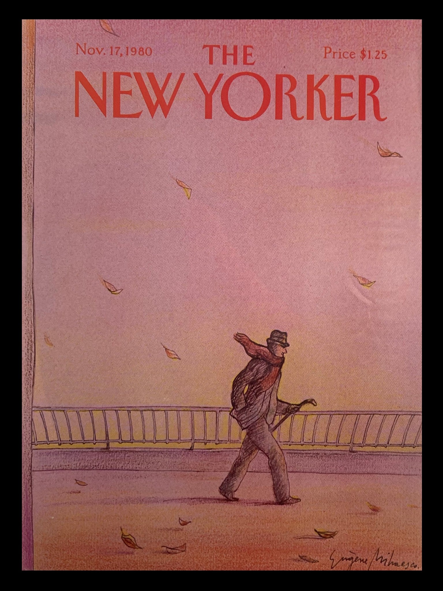 COVER ONLY The New Yorker November 17 1980 Windy Weather by Eugene Mihaesco