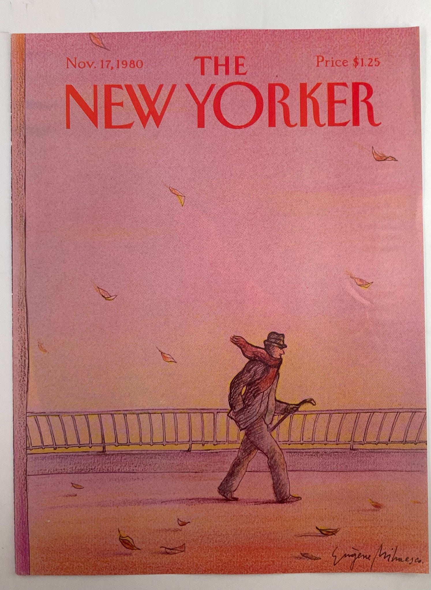 COVER ONLY The New Yorker November 17 1980 Windy Weather by Eugene Mihaesco