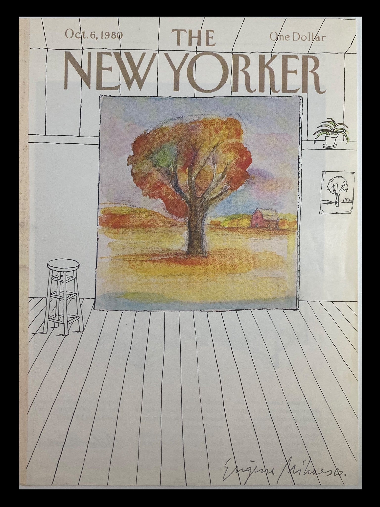 COVER ONLY The New Yorker October 6 1980 Tree Painting by Eugene Mihaesco