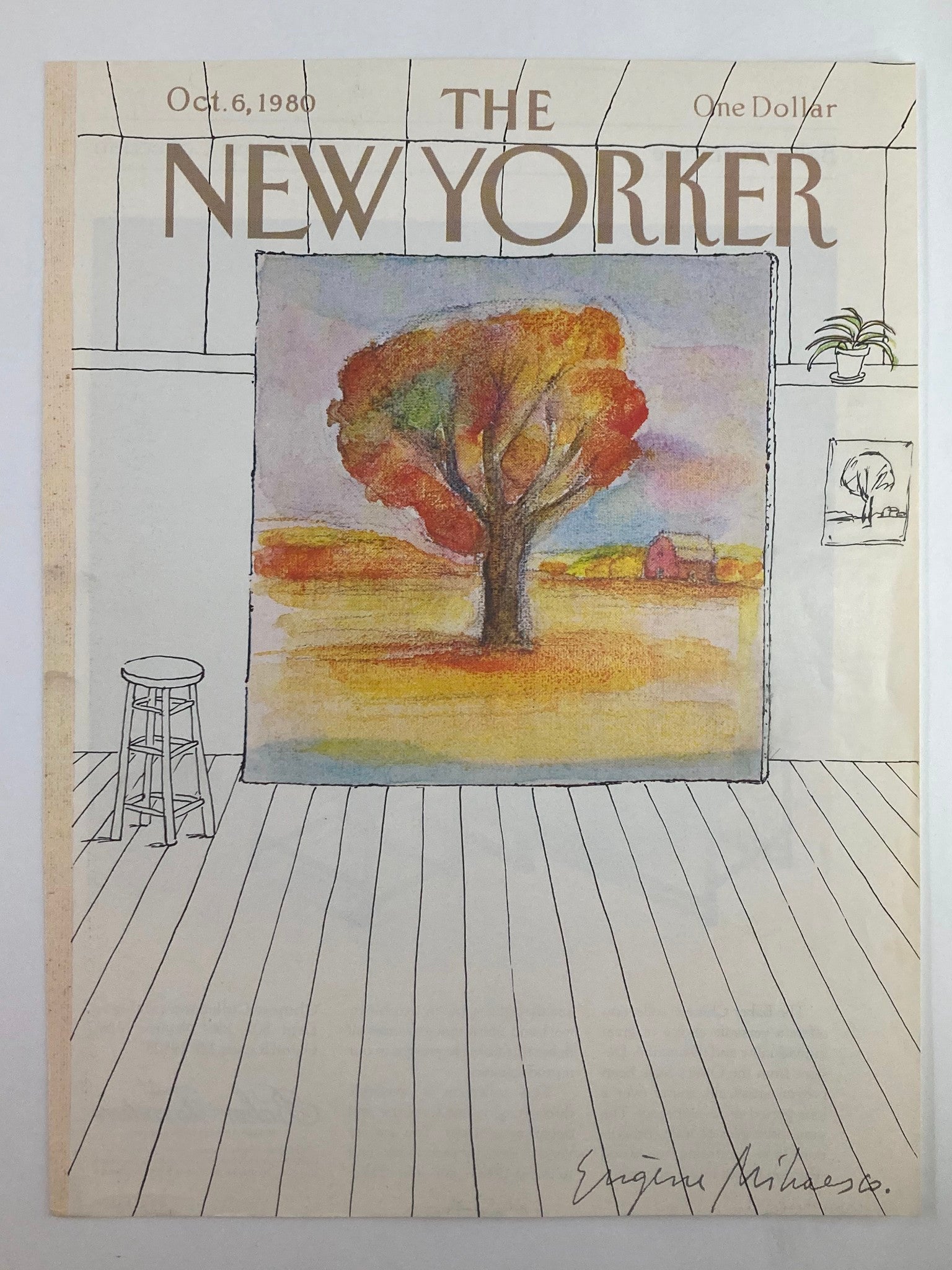 COVER ONLY The New Yorker October 6 1980 Tree Painting by Eugene Mihaesco