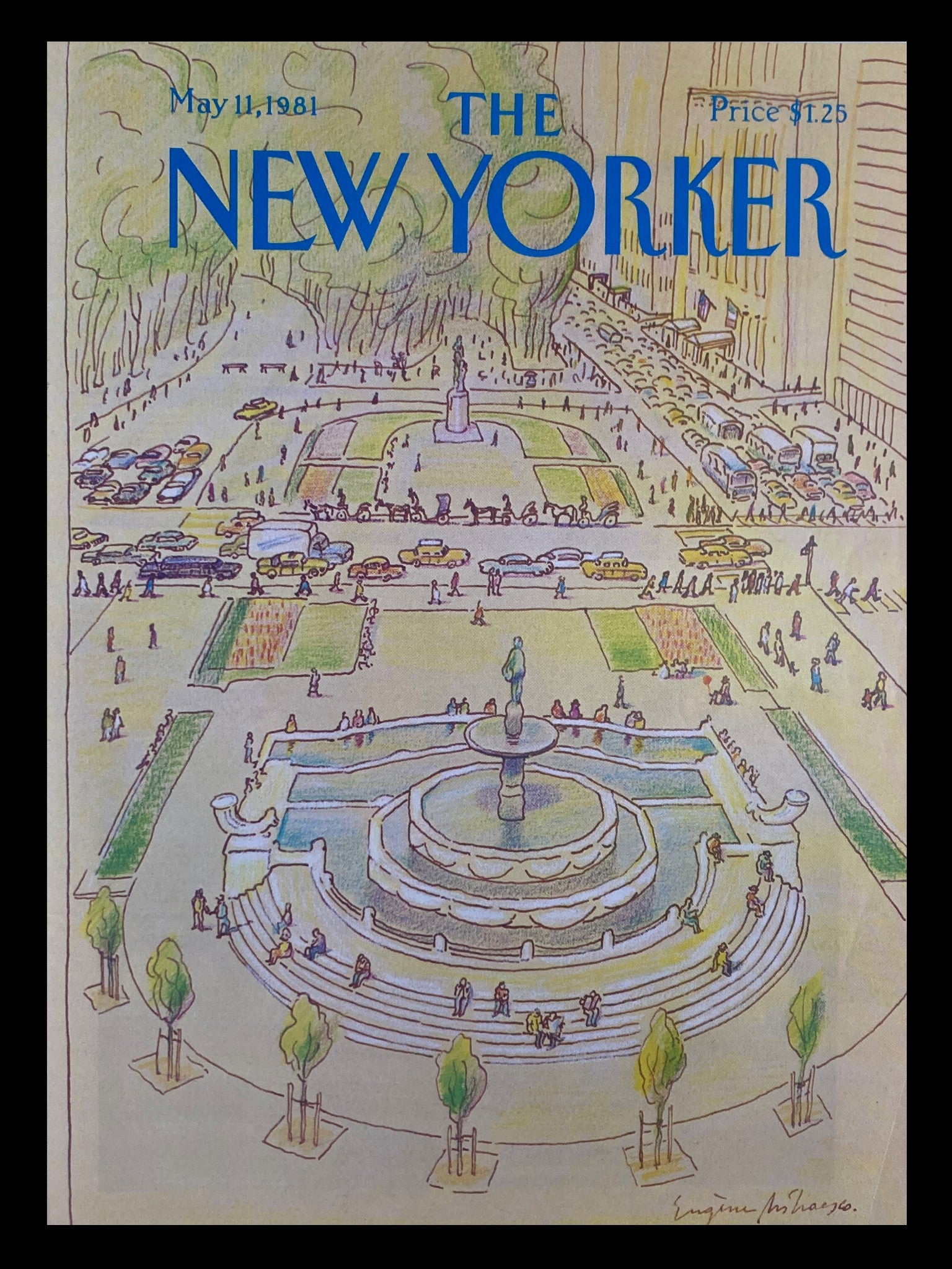 COVER ONLY The New Yorker May 11 1981 Plaza New York by Eugene Mihaesco No Label