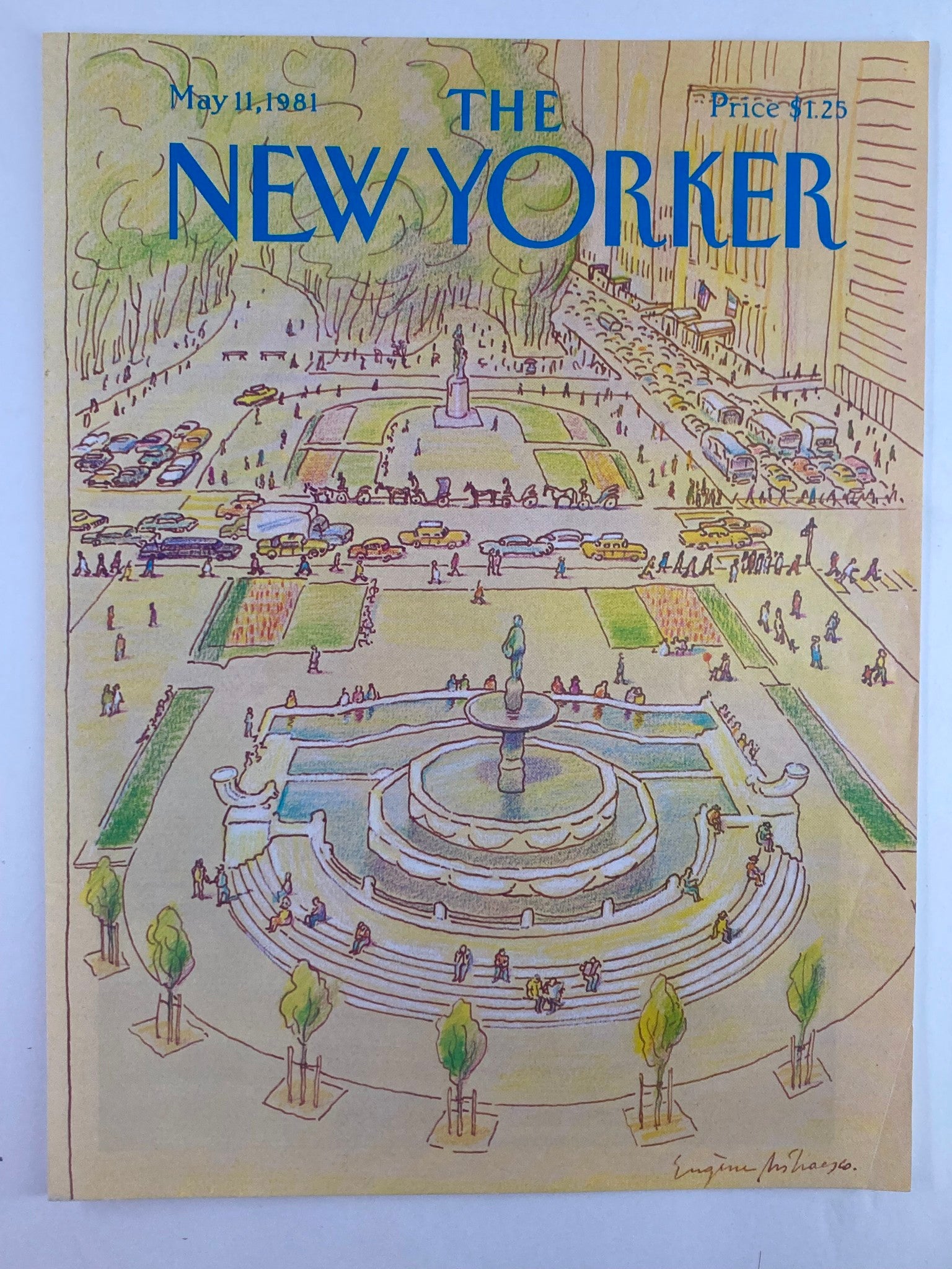 COVER ONLY The New Yorker May 11 1981 Plaza New York by Eugene Mihaesco No Label