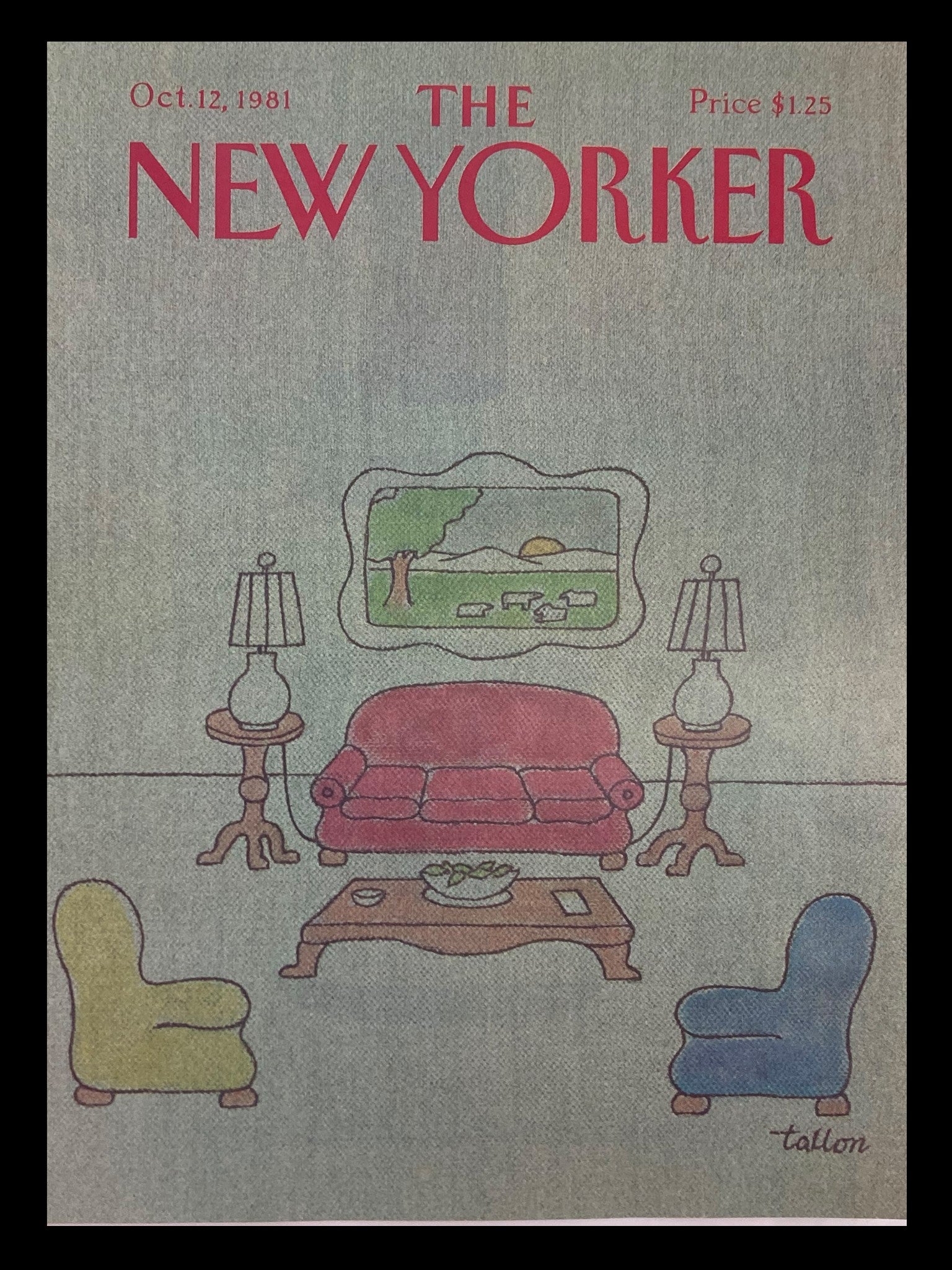 COVER ONLY The New Yorker October 12 1981 Fine Living Room by Robert Tallon