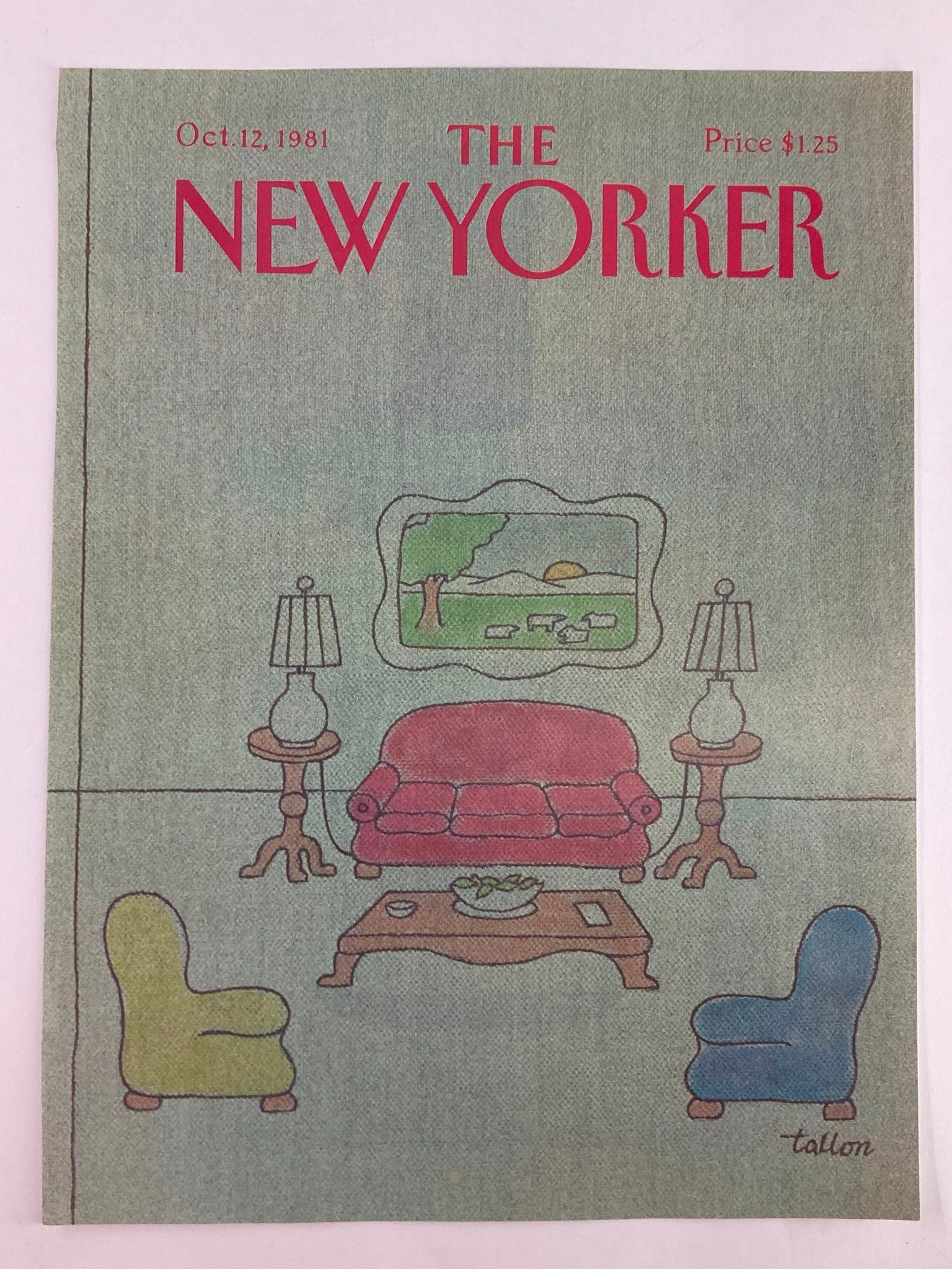 COVER ONLY The New Yorker October 12 1981 Fine Living Room by Robert Tallon