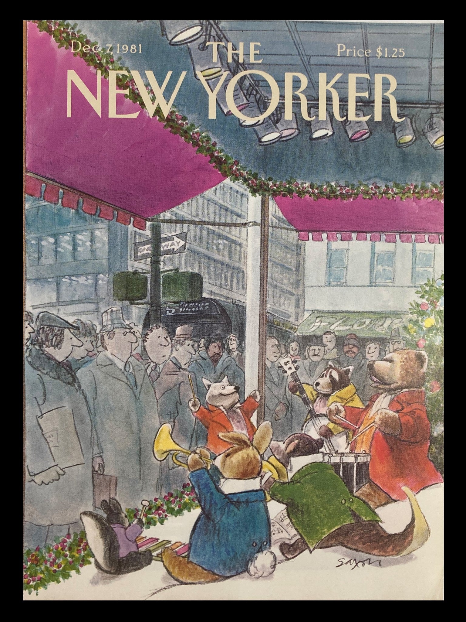 COVER ONLY The New Yorker December 7 1981 Animal Show by Charles Saxon No Label