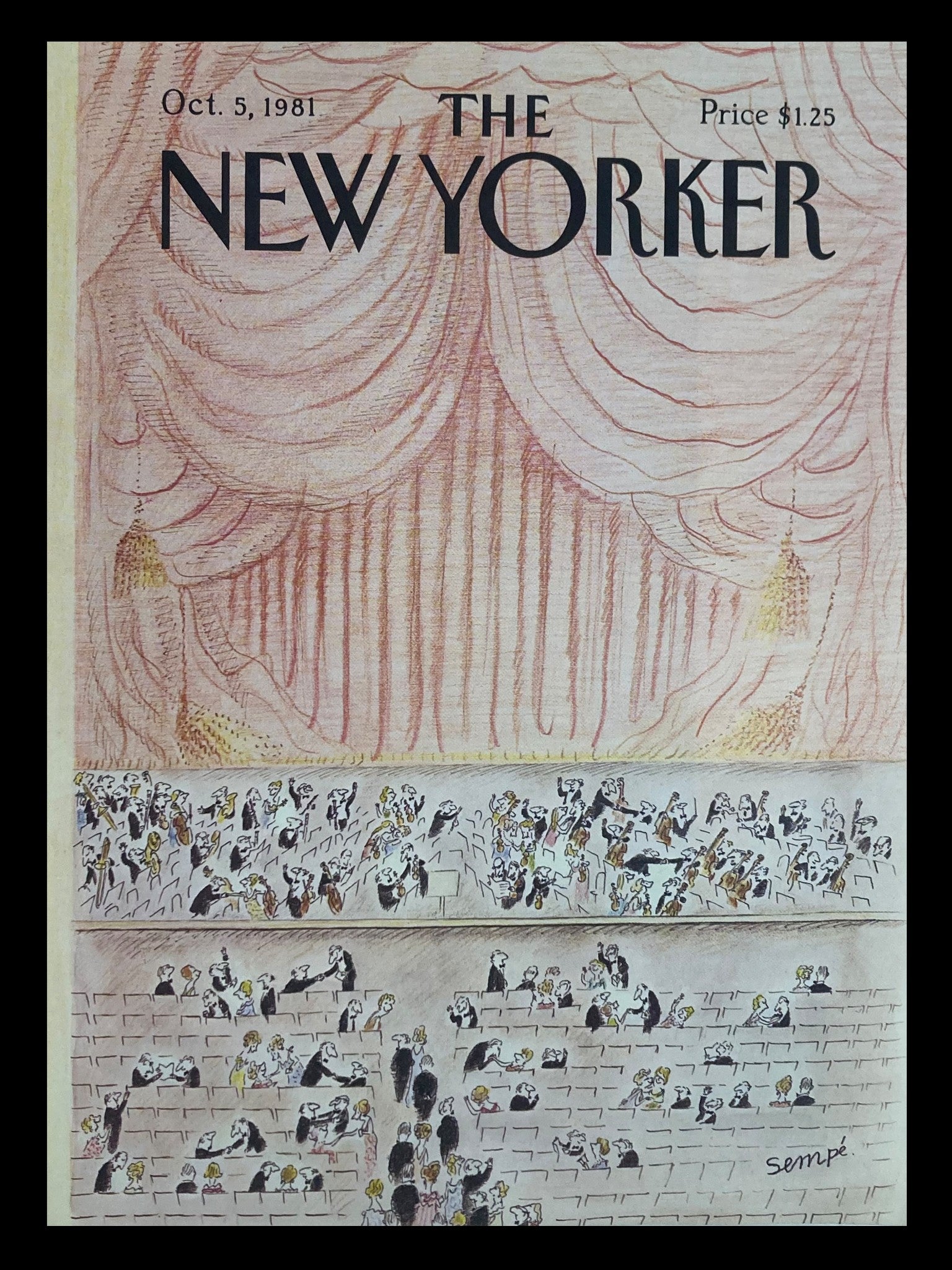 COVER ONLY The New Yorker October 5 1981 Theatre Play by J. J. Sempe No Label