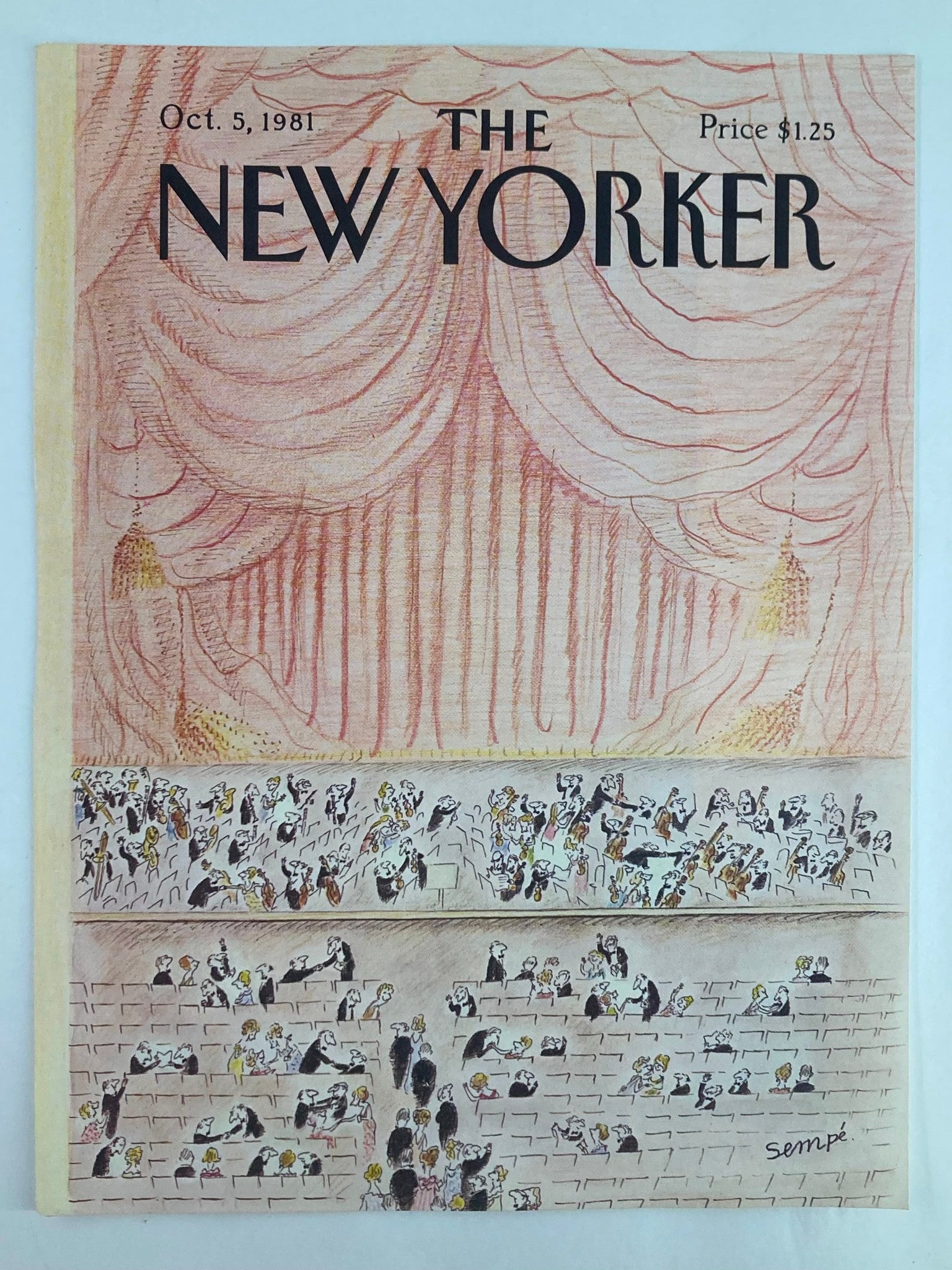 COVER ONLY The New Yorker October 5 1981 Theatre Play by J. J. Sempe No Label