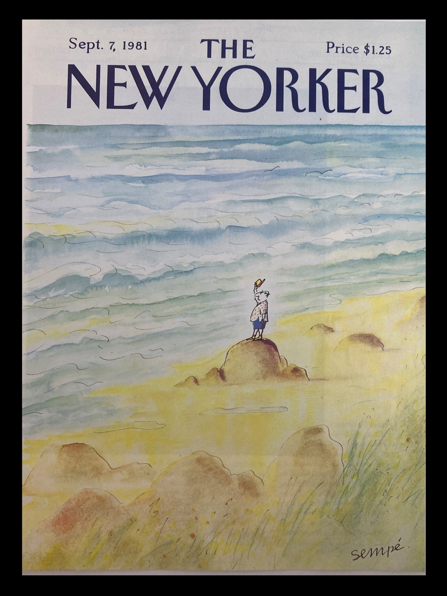 COVER ONLY The New Yorker September 7 1981 By The Beach by J. J. Sempe No Label