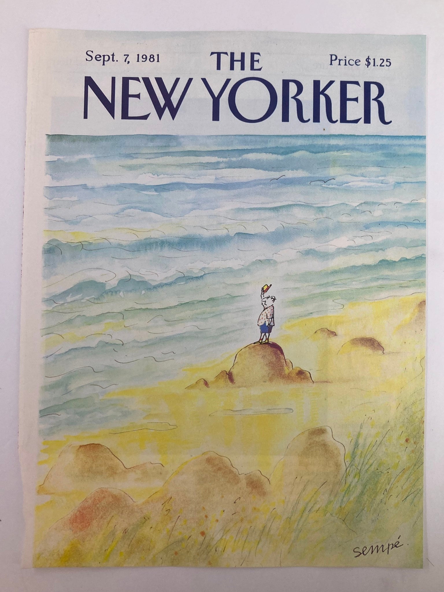 COVER ONLY The New Yorker September 7 1981 By The Beach by J. J. Sempe No Label