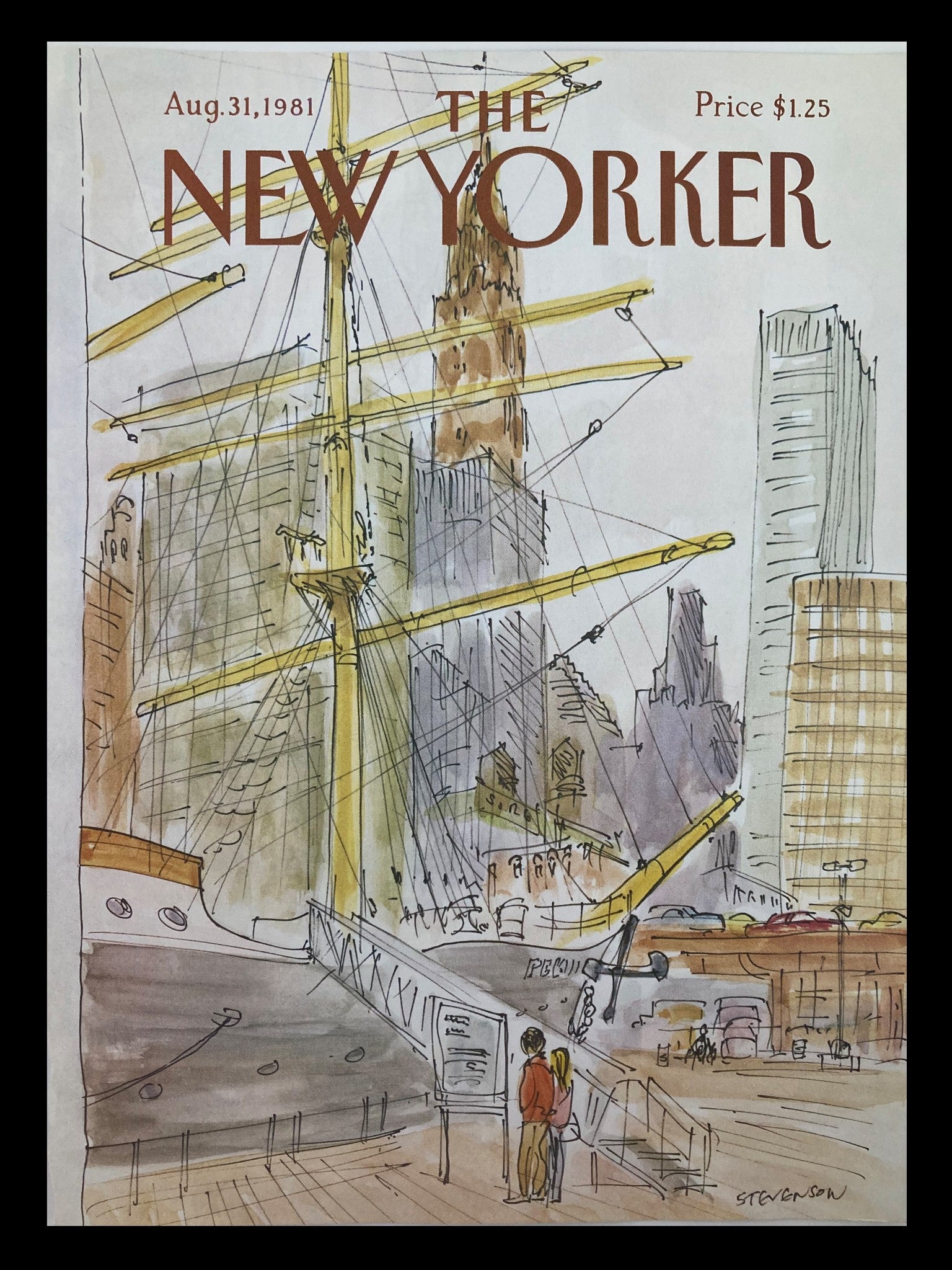 COVER ONLY The New Yorker August 31 1981 Couple Cruise by James Stevenson