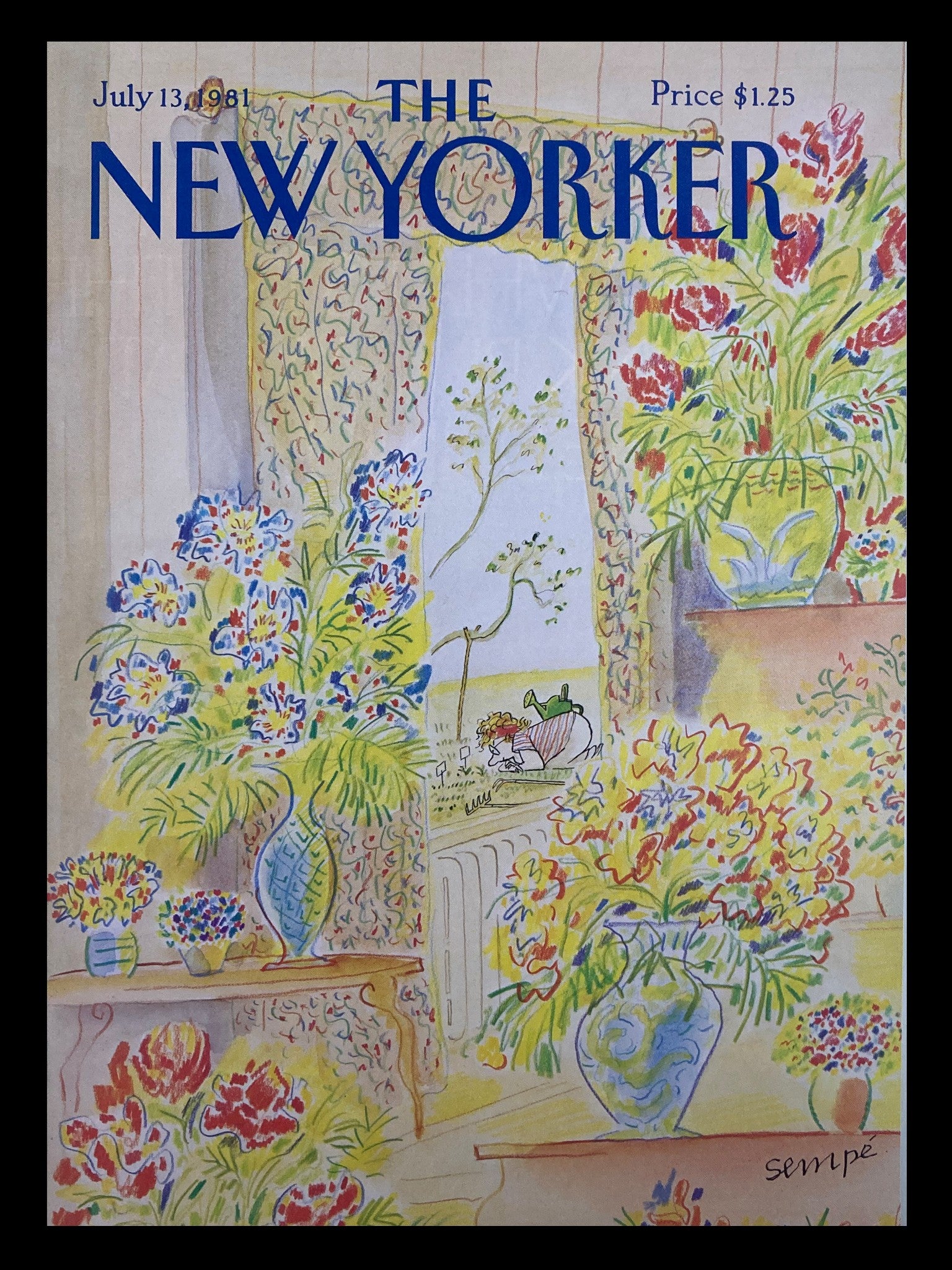 COVER ONLY The New Yorker July 13 1981 Room of Flowers by J. J. Sempe No Label