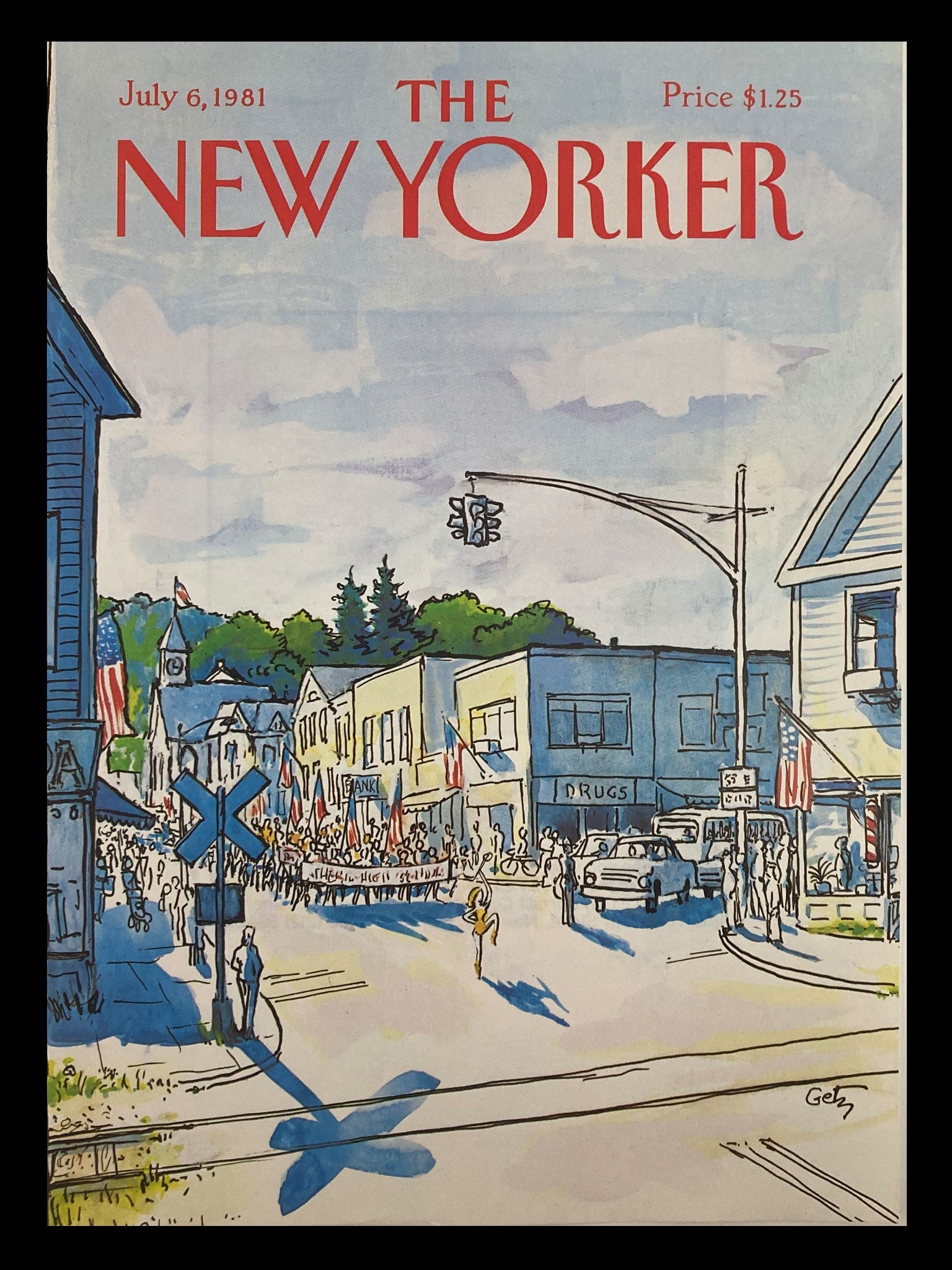 COVER ONLY The New Yorker July 6 1981 Town Parade by Arthur Getz No Label