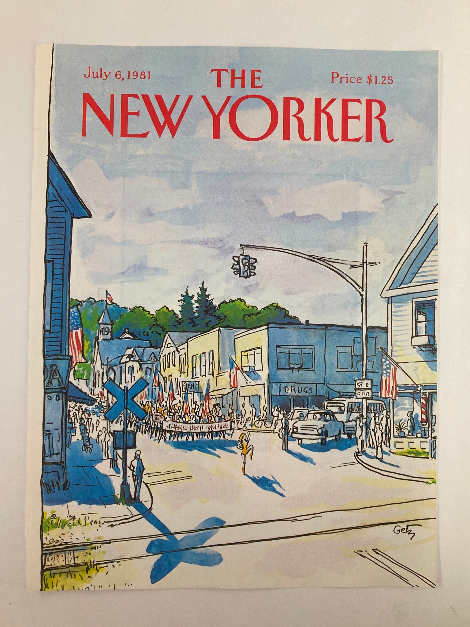 COVER ONLY The New Yorker July 6 1981 Town Parade by Arthur Getz No Label